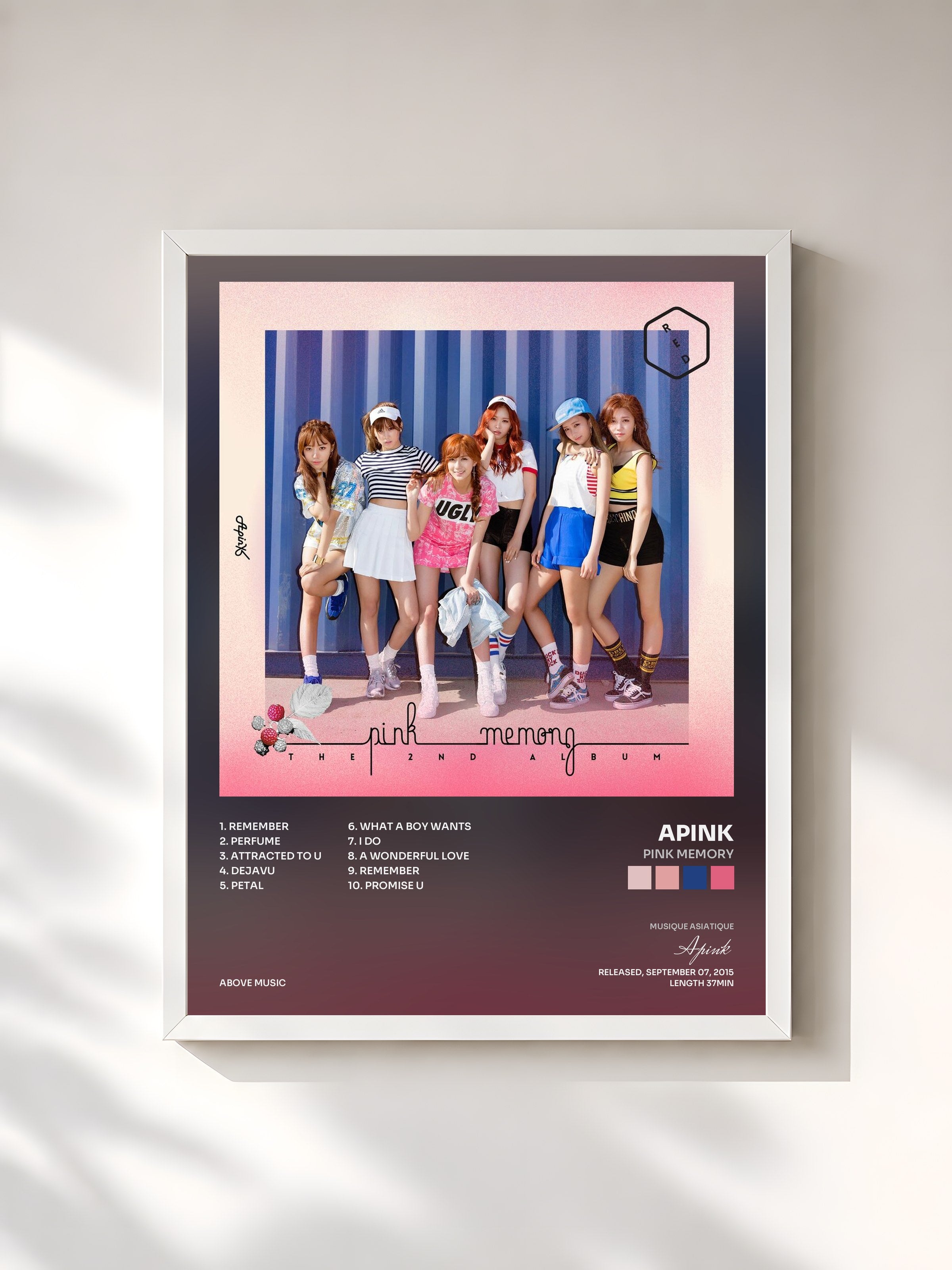 #blanc Tableau de l'album Pink MEMORY de Apink, cadre blanc, imprimé et encadré en France