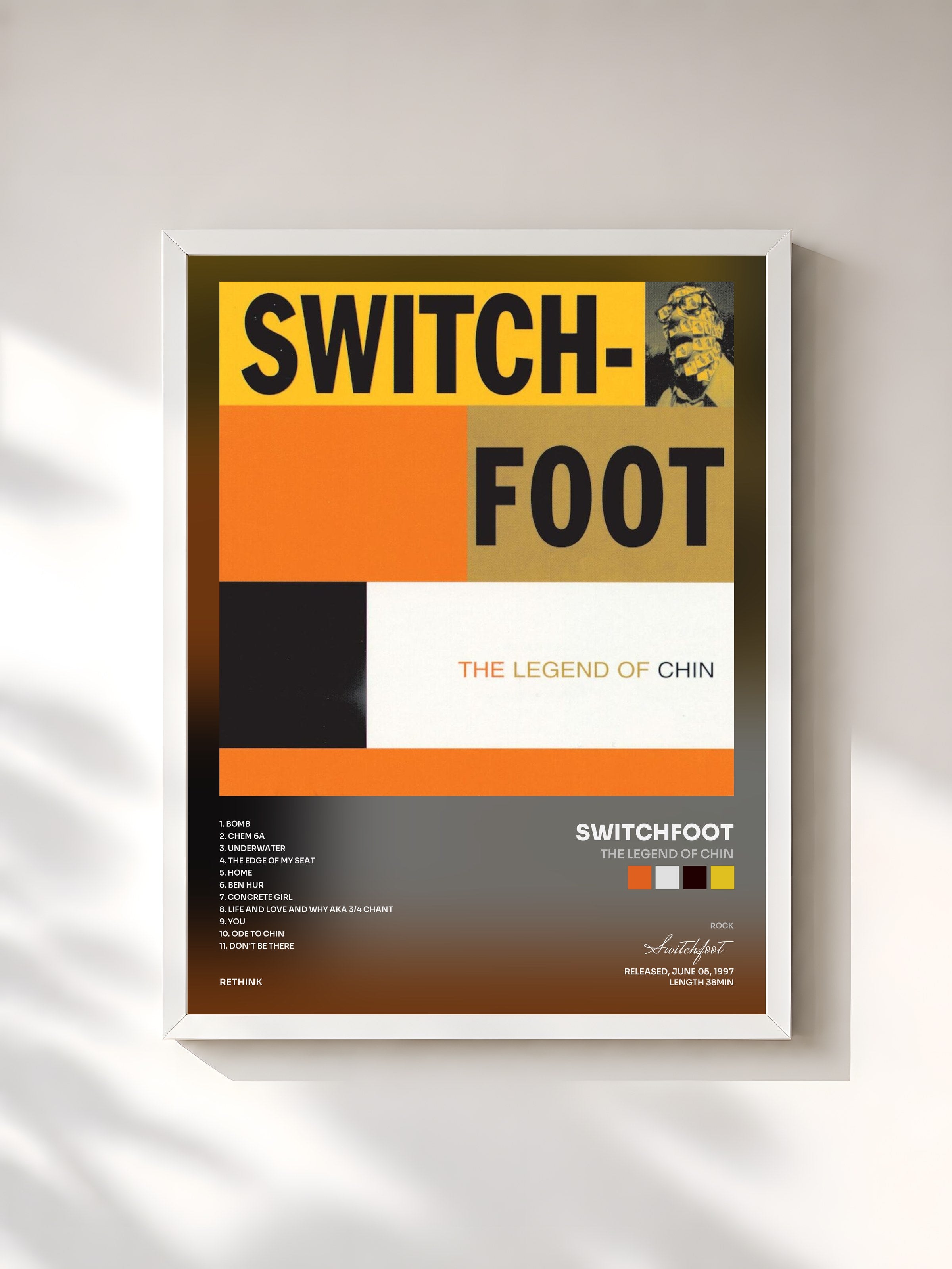 #blanc Tableau de l'album The Legend Of Chin de Switchfoot, cadre blanc, imprimé et encadré en France