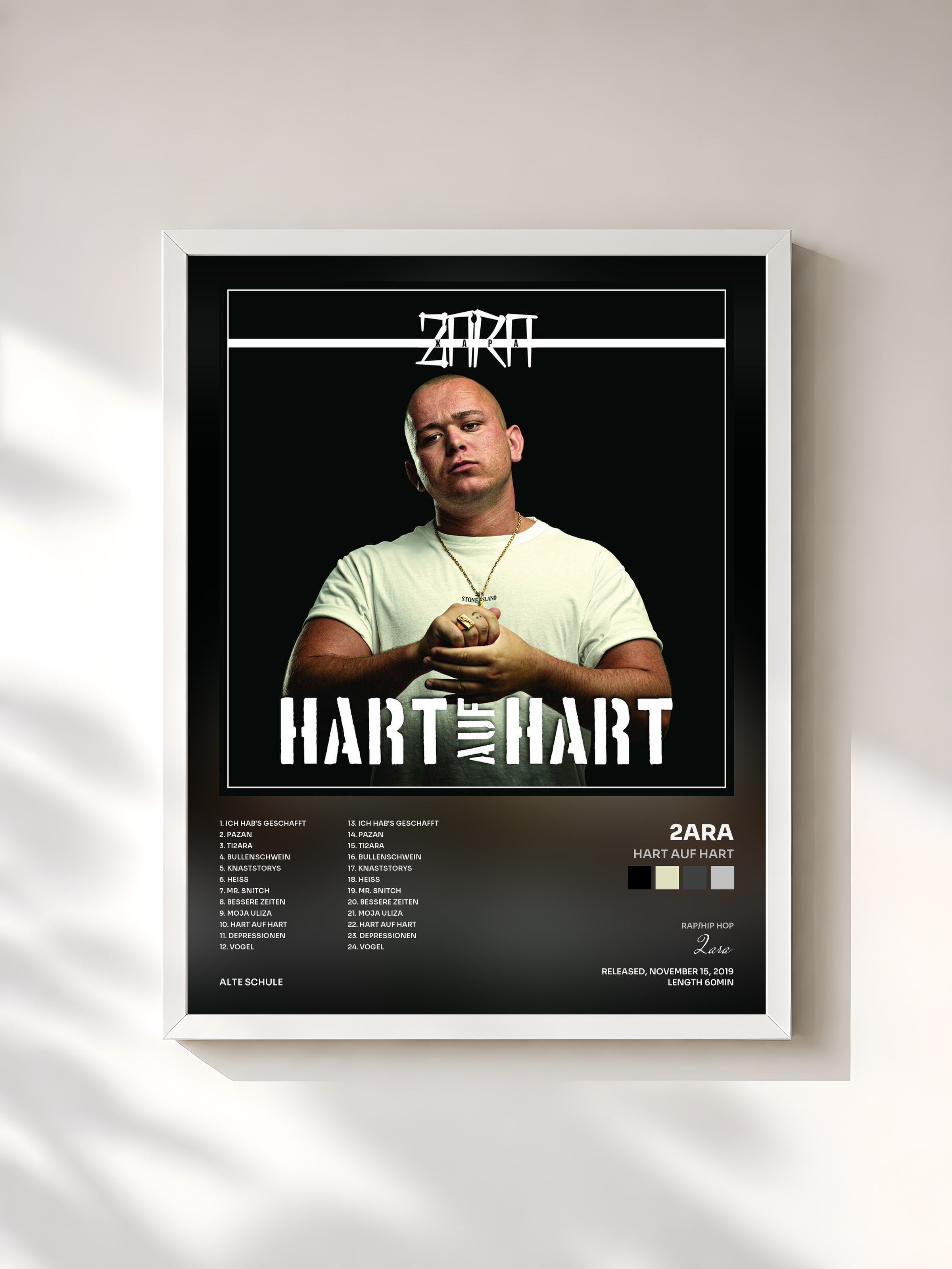 #blanc Tableau de l'album Hart auf Hart de 2ara, cadre blanc, imprimé et encadré en France