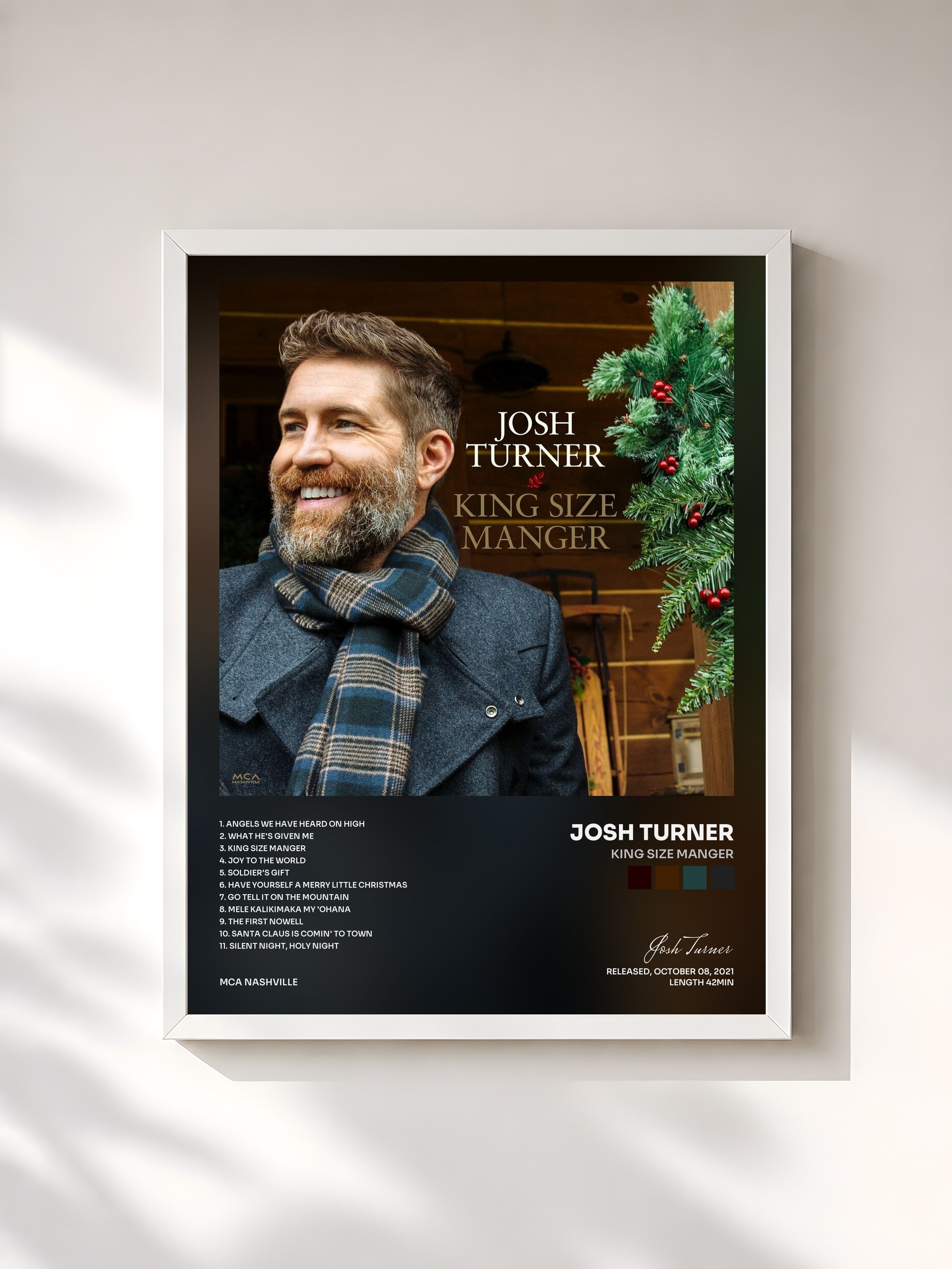 #blanc Tableau de l'album King Size Manger de Josh Turner, cadre blanc, imprimé et encadré en France