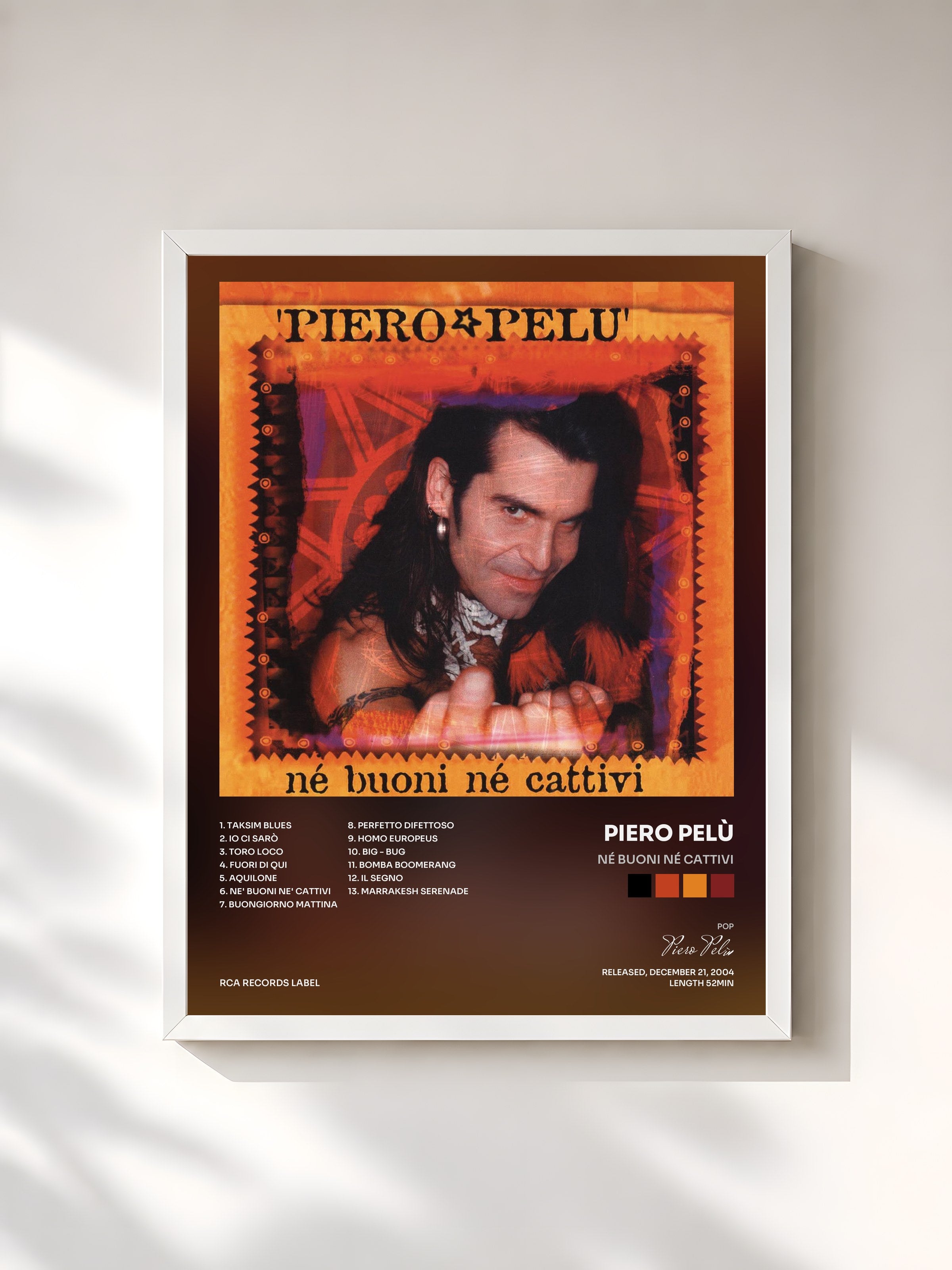 #blanc Tableau de l'album Né buoni né cattivi de Piero Pelù, cadre blanc, imprimé et encadré en France