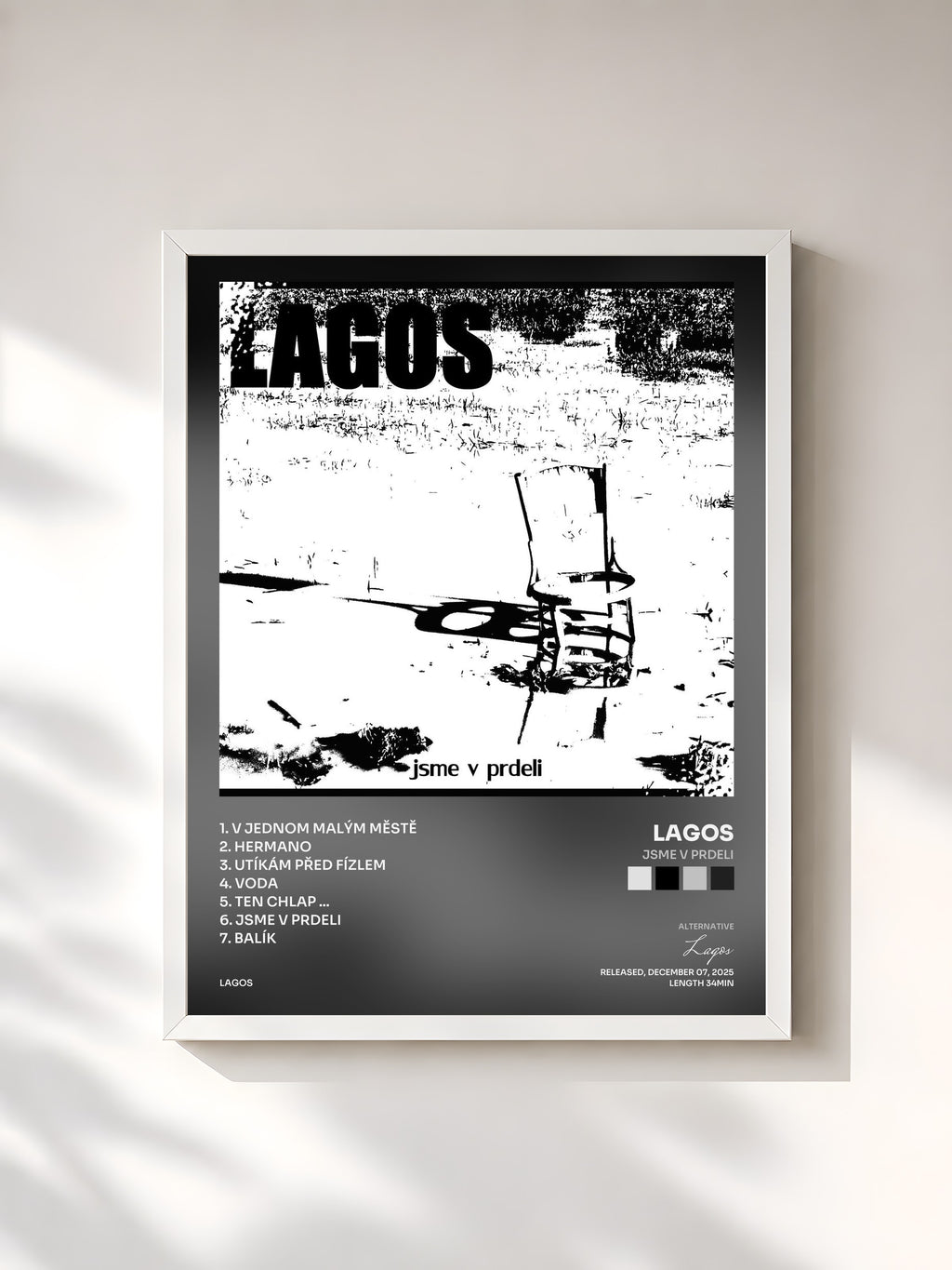 #blanc Tableau de l'album jsme v prdeli de Lagos, cadre blanc, imprimé et encadré en France