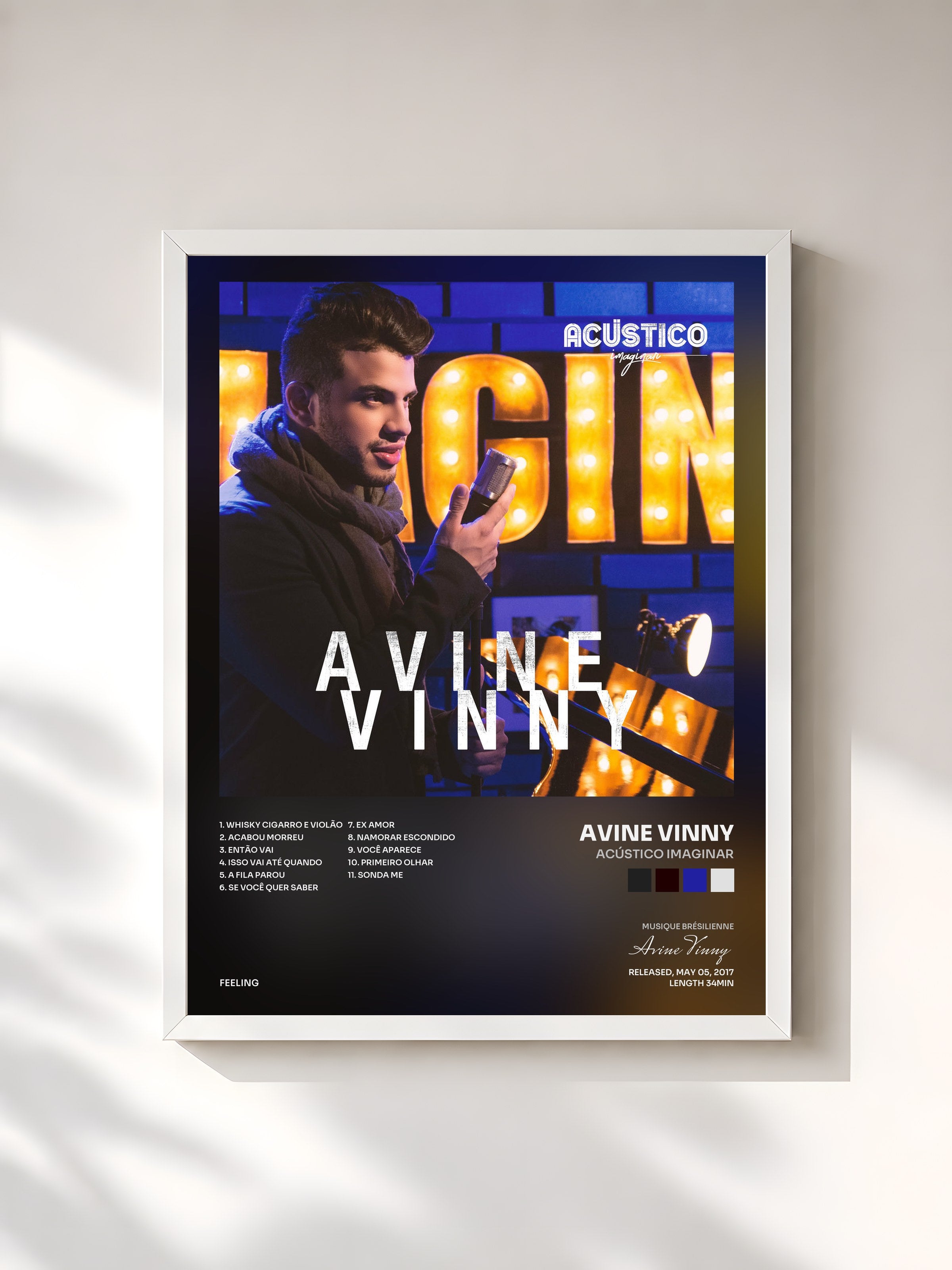#blanc Tableau de l'album Acústico Imaginar de Avine Vinny, cadre blanc, imprimé et encadré en France