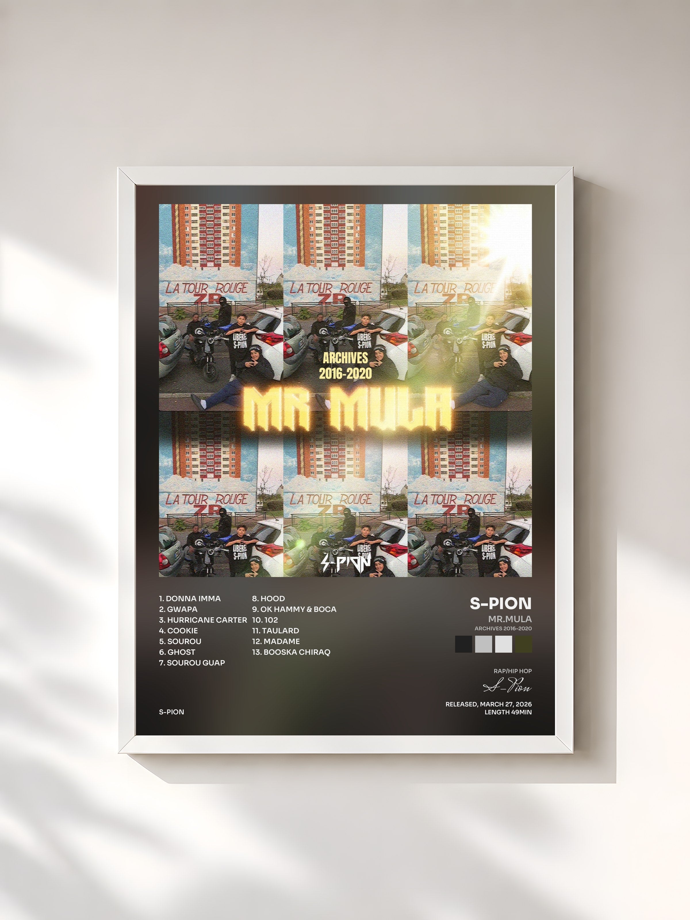 #blanc Tableau de l'album Mr.Mula (Archives 2016-2020) de S-Pion, cadre blanc, imprimé et encadré en France