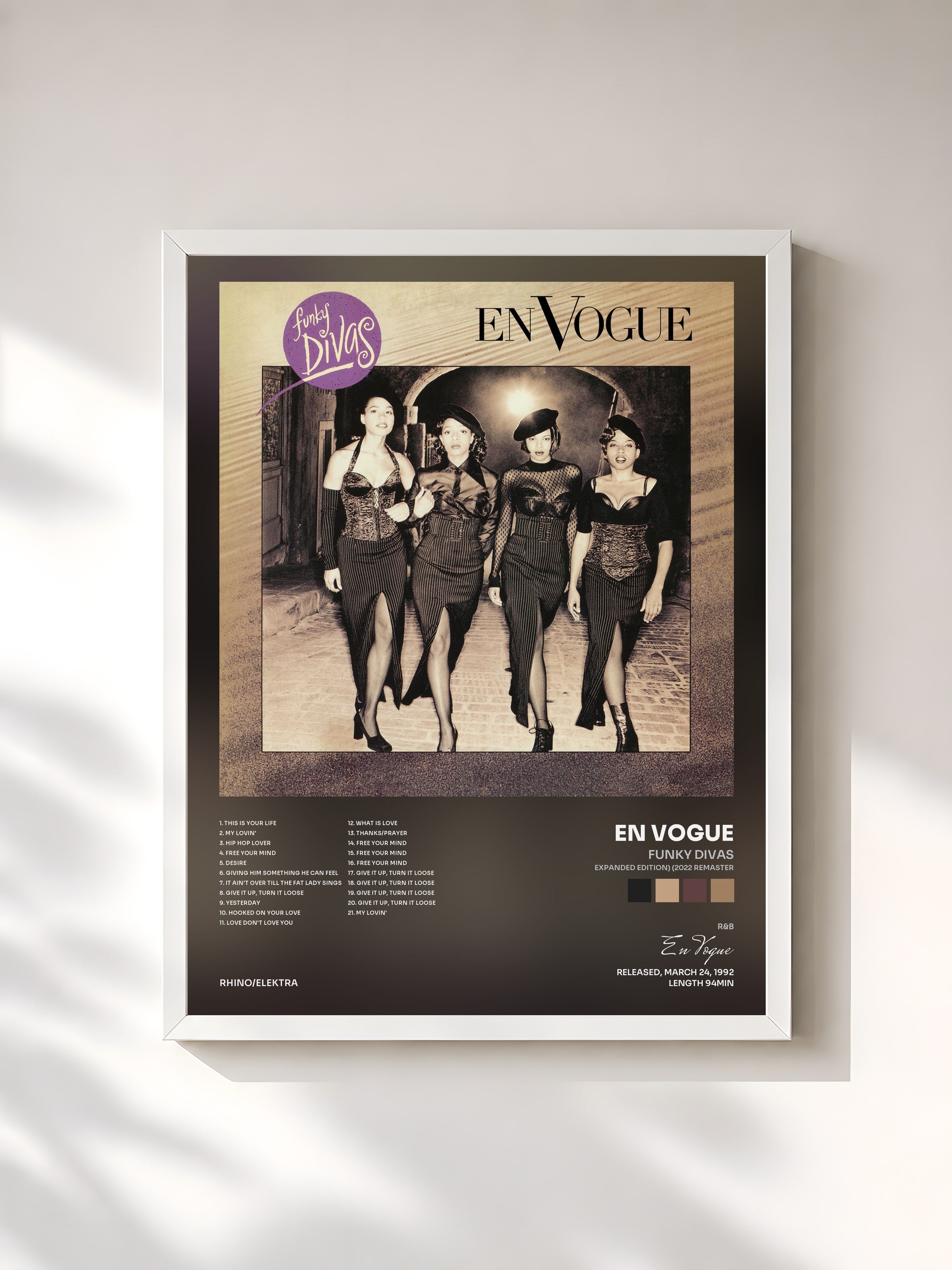 #blanc Tableau de l'album Funky Divas (Expanded Edition) (2022 Remaster) de En Vogue, cadre blanc, imprimé et encadré en France