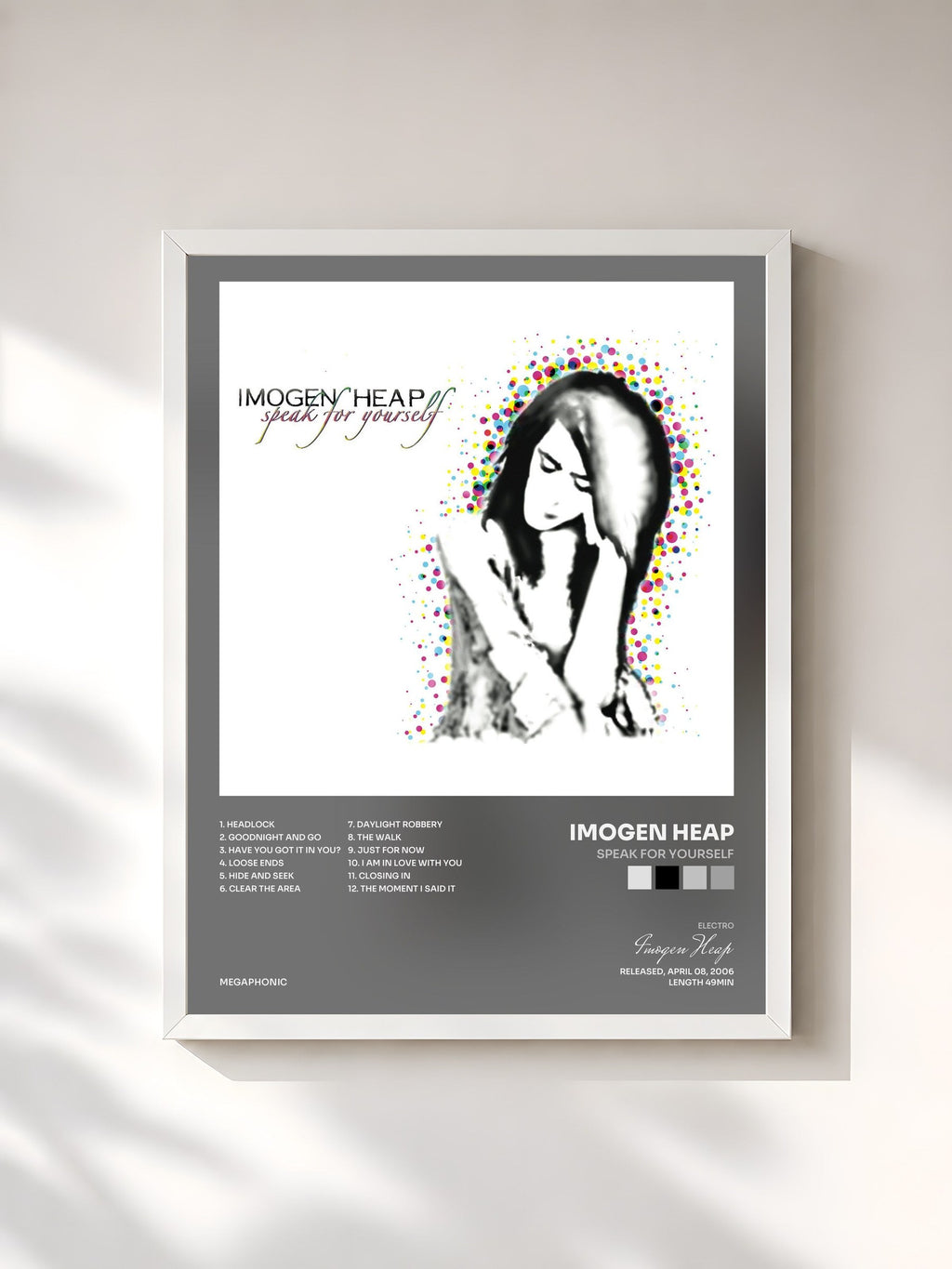 #blanc Speak for Yourself di Imogen Heap in stampa incorniciata, cornice bianca, stampata e incorniciata in Francia
