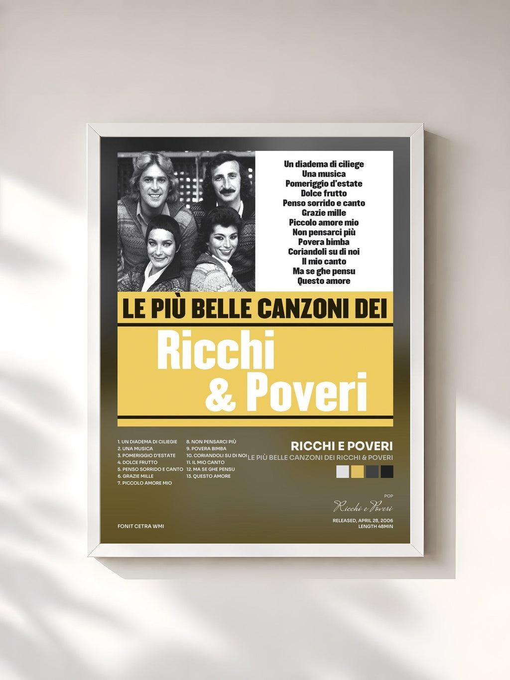 #blanc Le più belle canzoni dei Ricchi & Poveri by Ricchi e Poveri as a framed art print, white frame, printed and framed in France