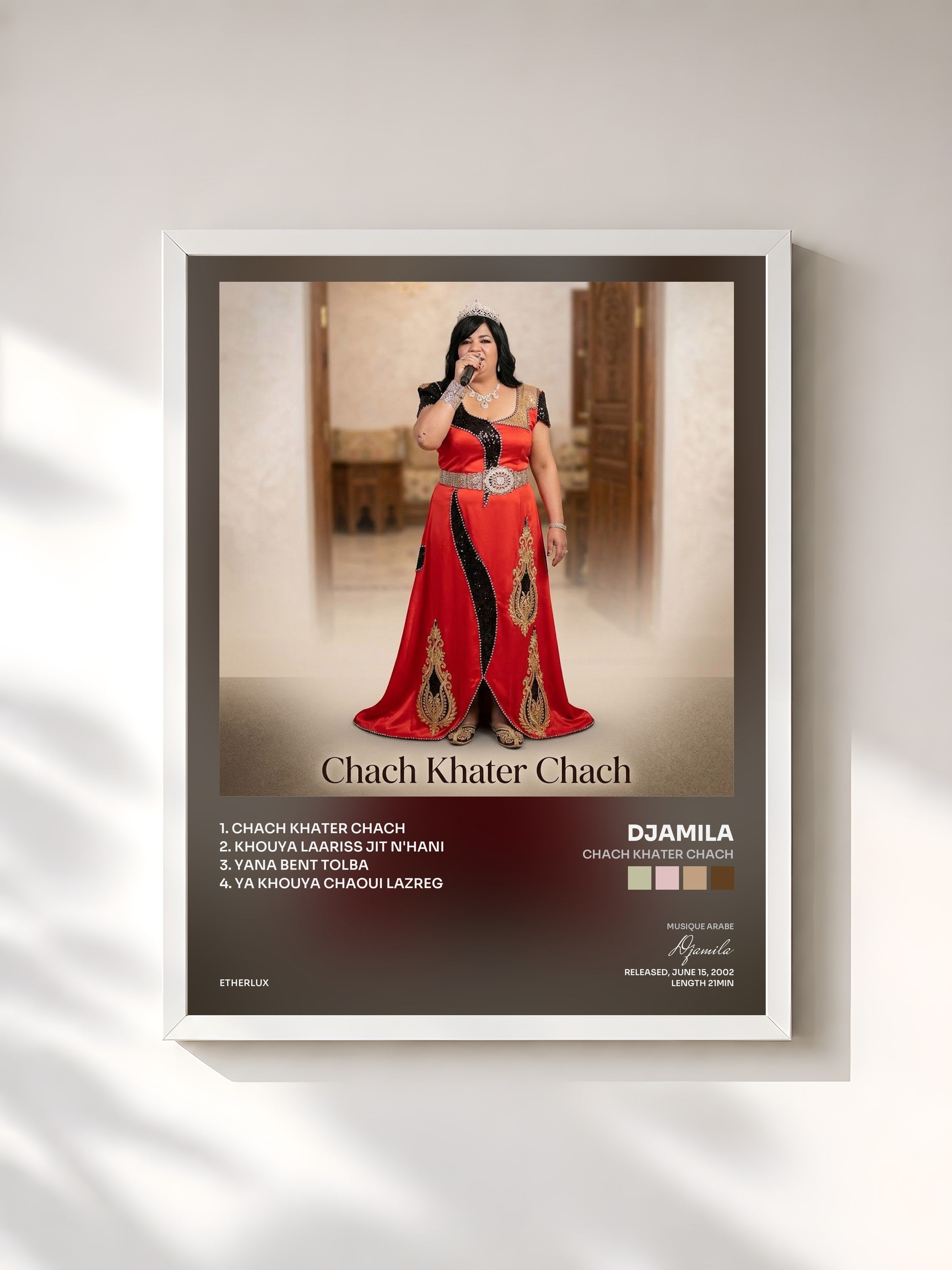 #blanc Tableau de l'album Chach Khater Chach de Djamila, cadre blanc, imprimé et encadré en France