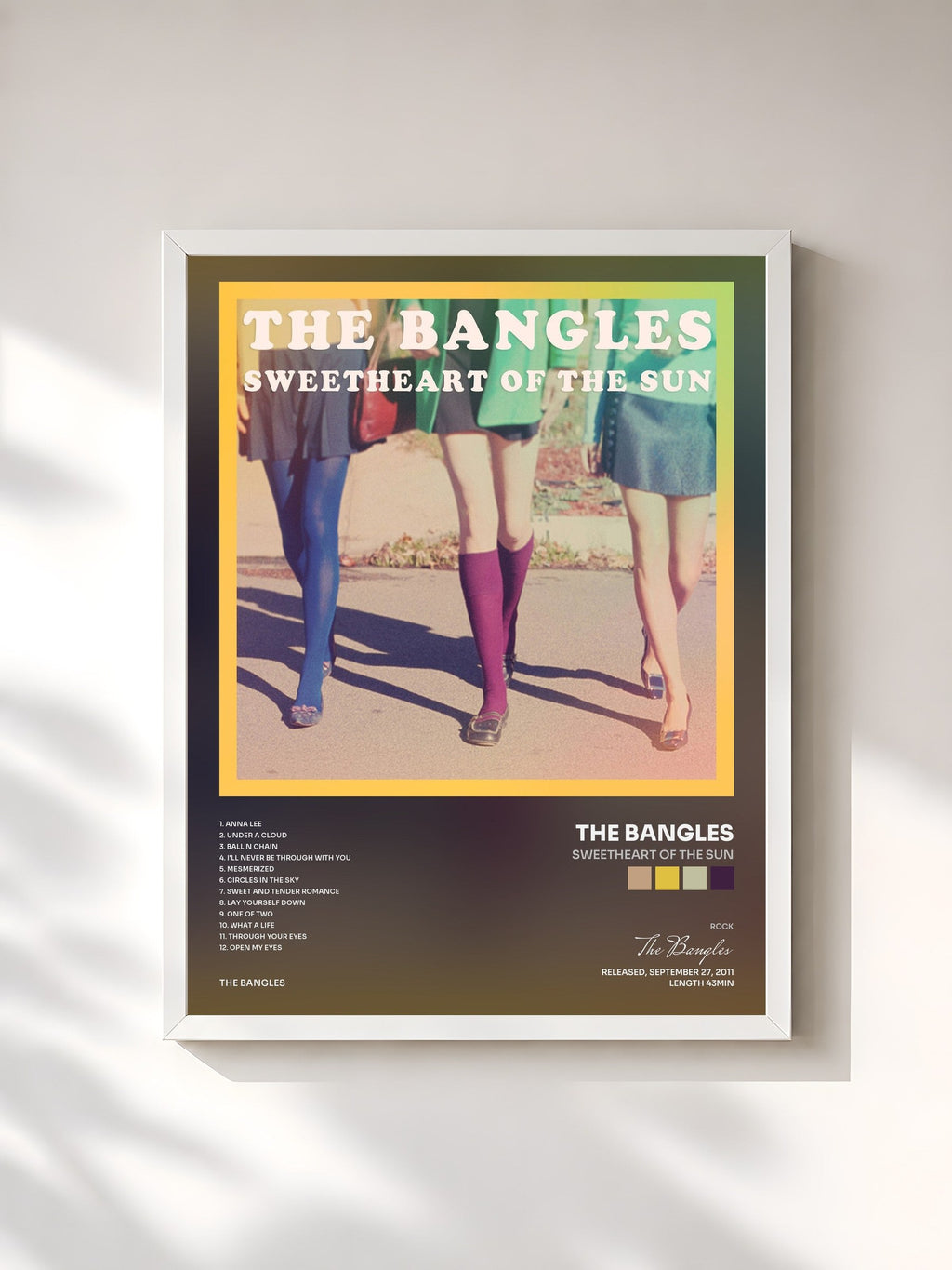 #blanc Sweetheart of the Sun by The Bangles as a framed art print, white frame, printed and framed in France