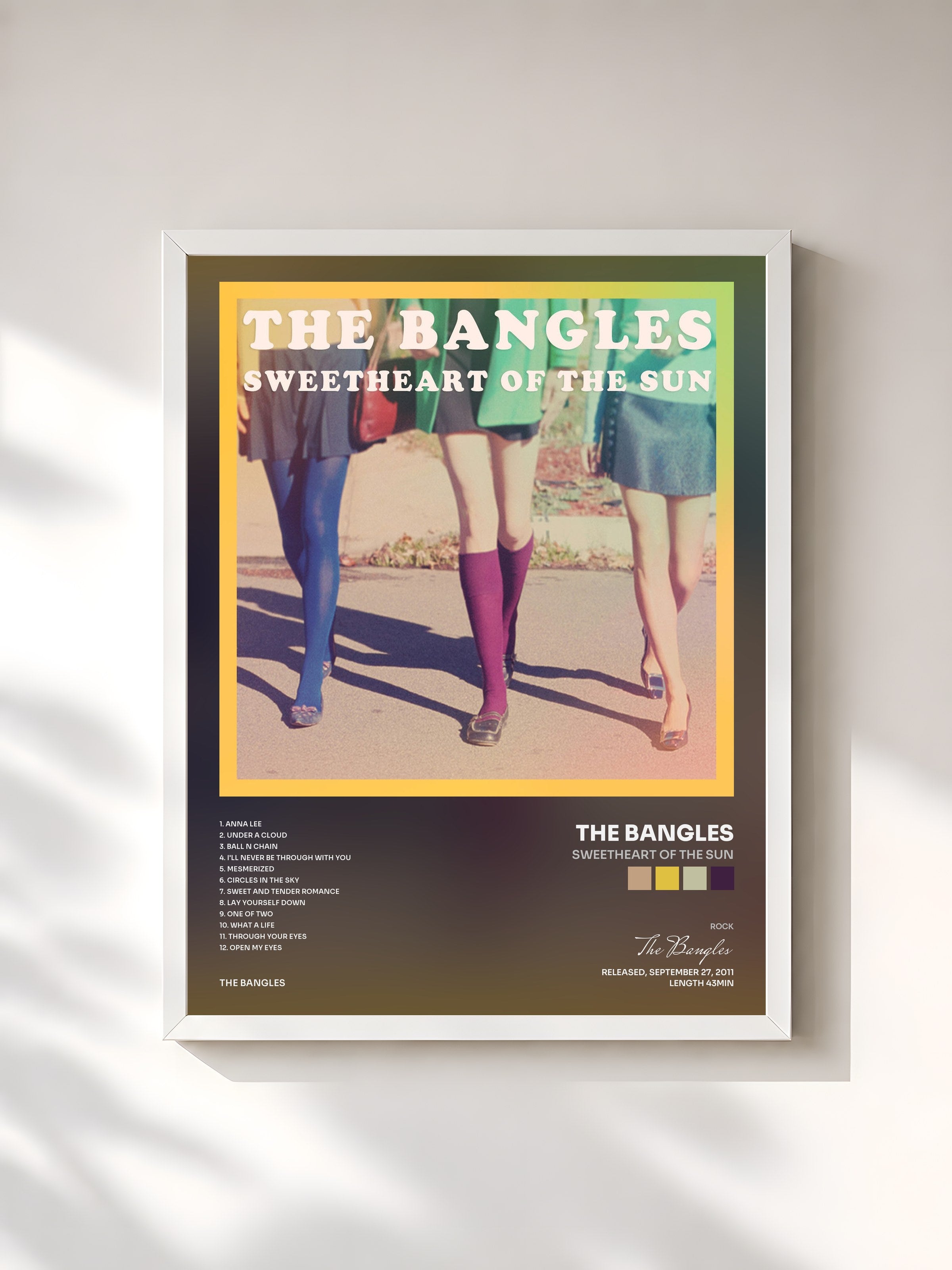 #blanc Tableau de l'album Sweetheart of the Sun de The Bangles, cadre blanc, imprimé et encadré en France