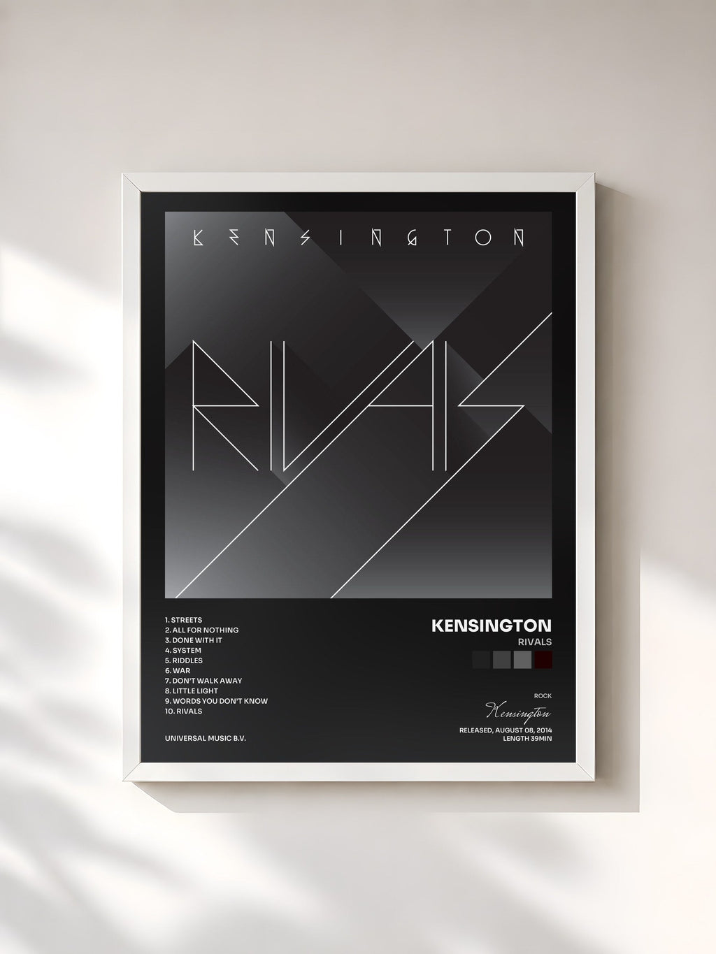 #blanc Tableau de l'album Rivals de Kensington, cadre blanc, imprimé et encadré en France