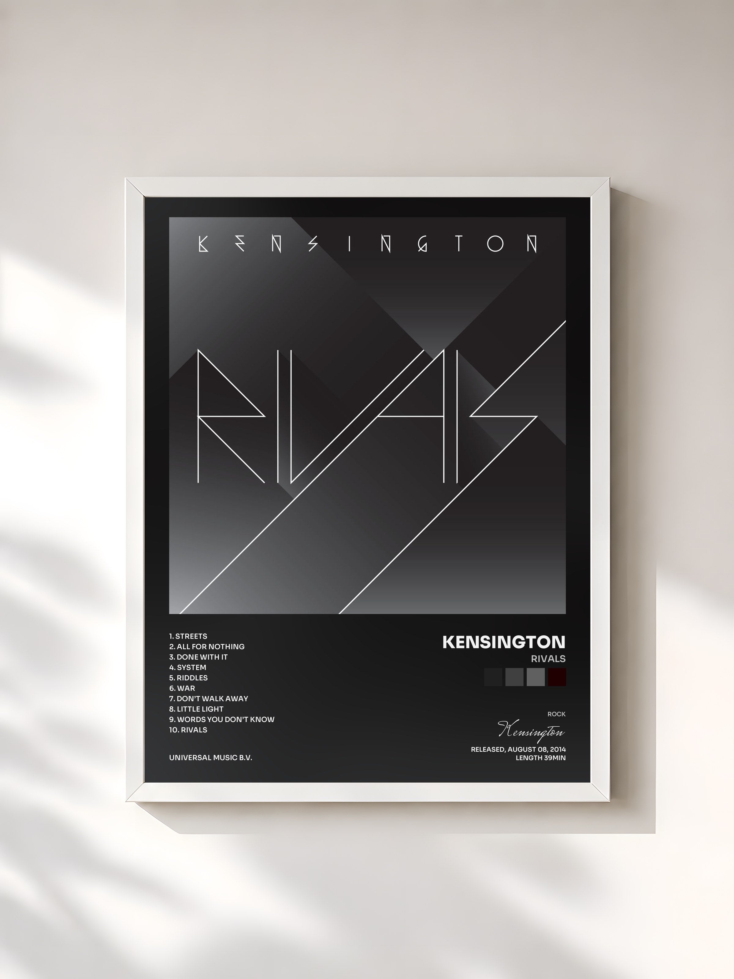 #blanc Tableau de l'album Rivals de Kensington, cadre blanc, imprimé et encadré en France