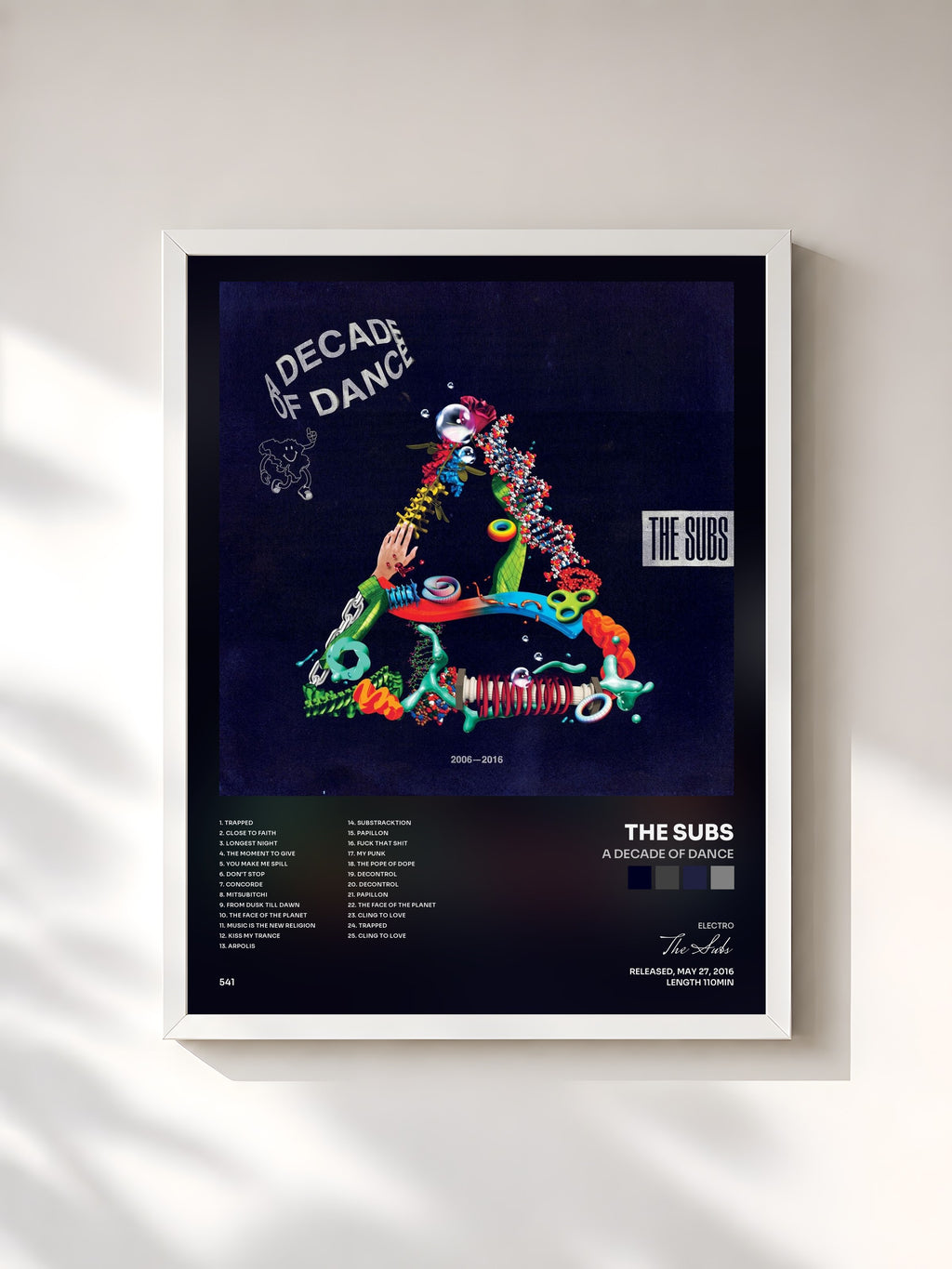 #blanc A Decade Of Dance by The Subs as a framed art print, white frame, printed and framed in France