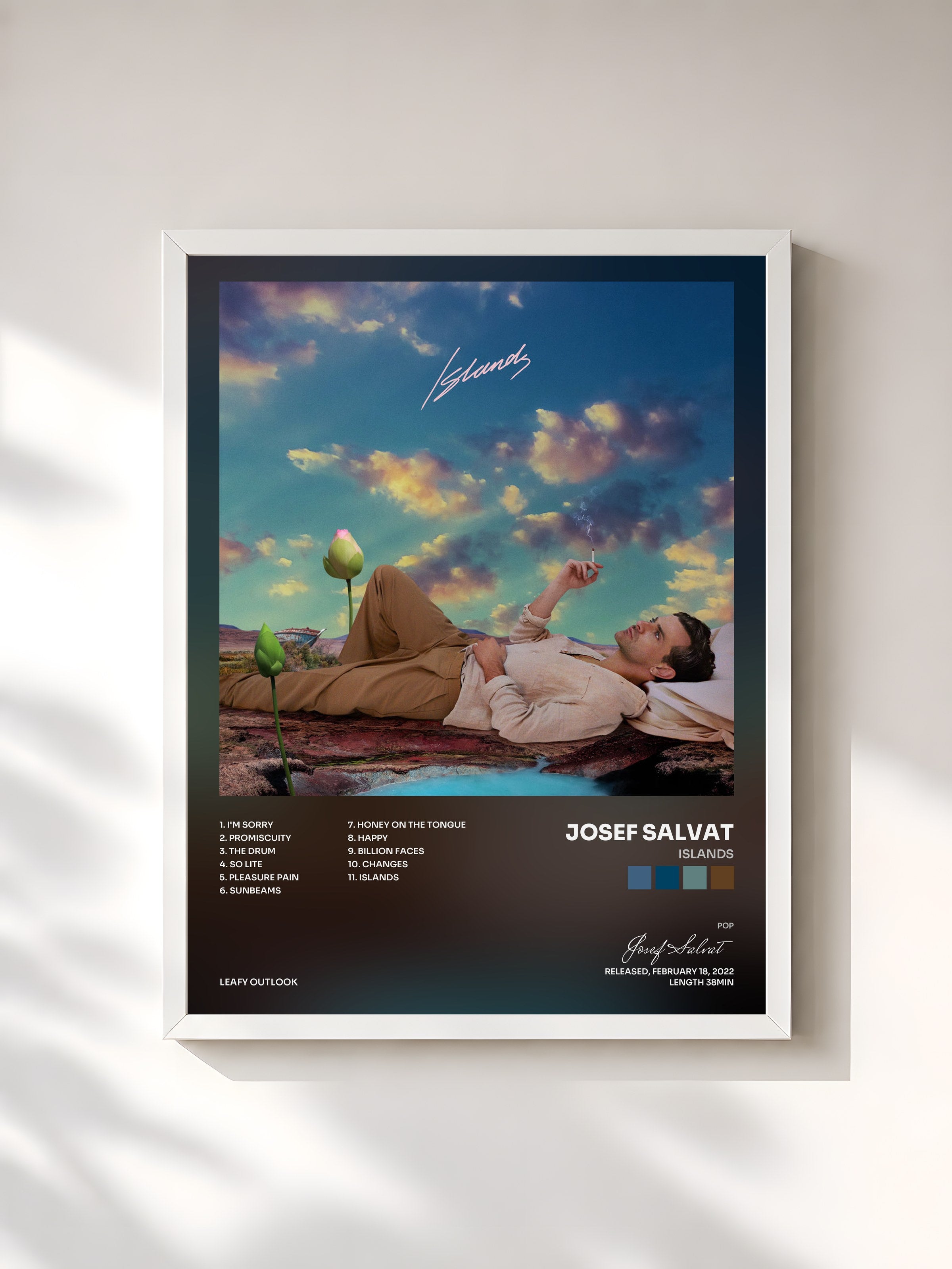 #blanc Tableau de l'album Islands de Josef Salvat, cadre blanc, imprimé et encadré en France