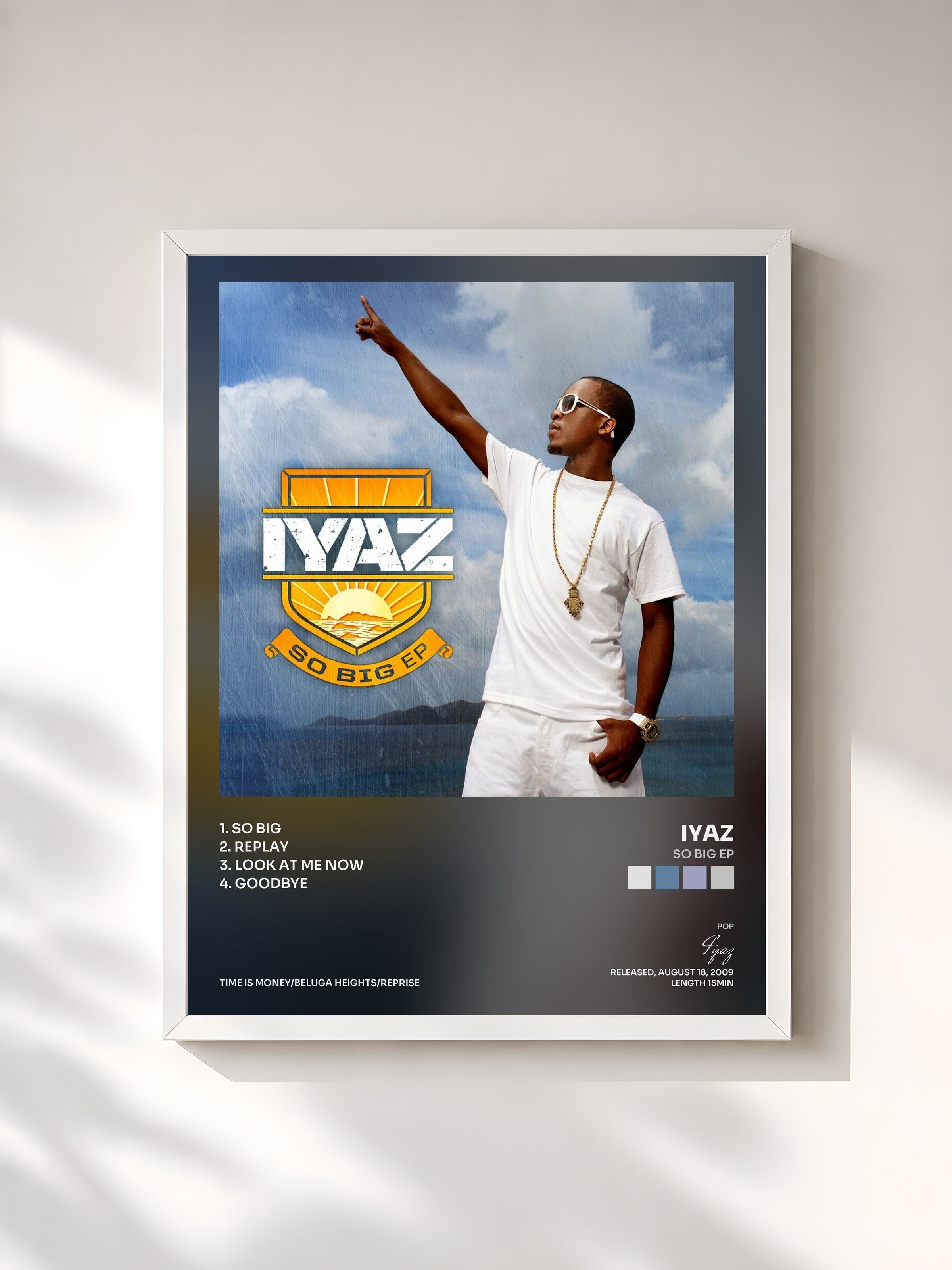 #blanc Tableau de l'album So Big EP de Iyaz, cadre blanc, imprimé et encadré en France