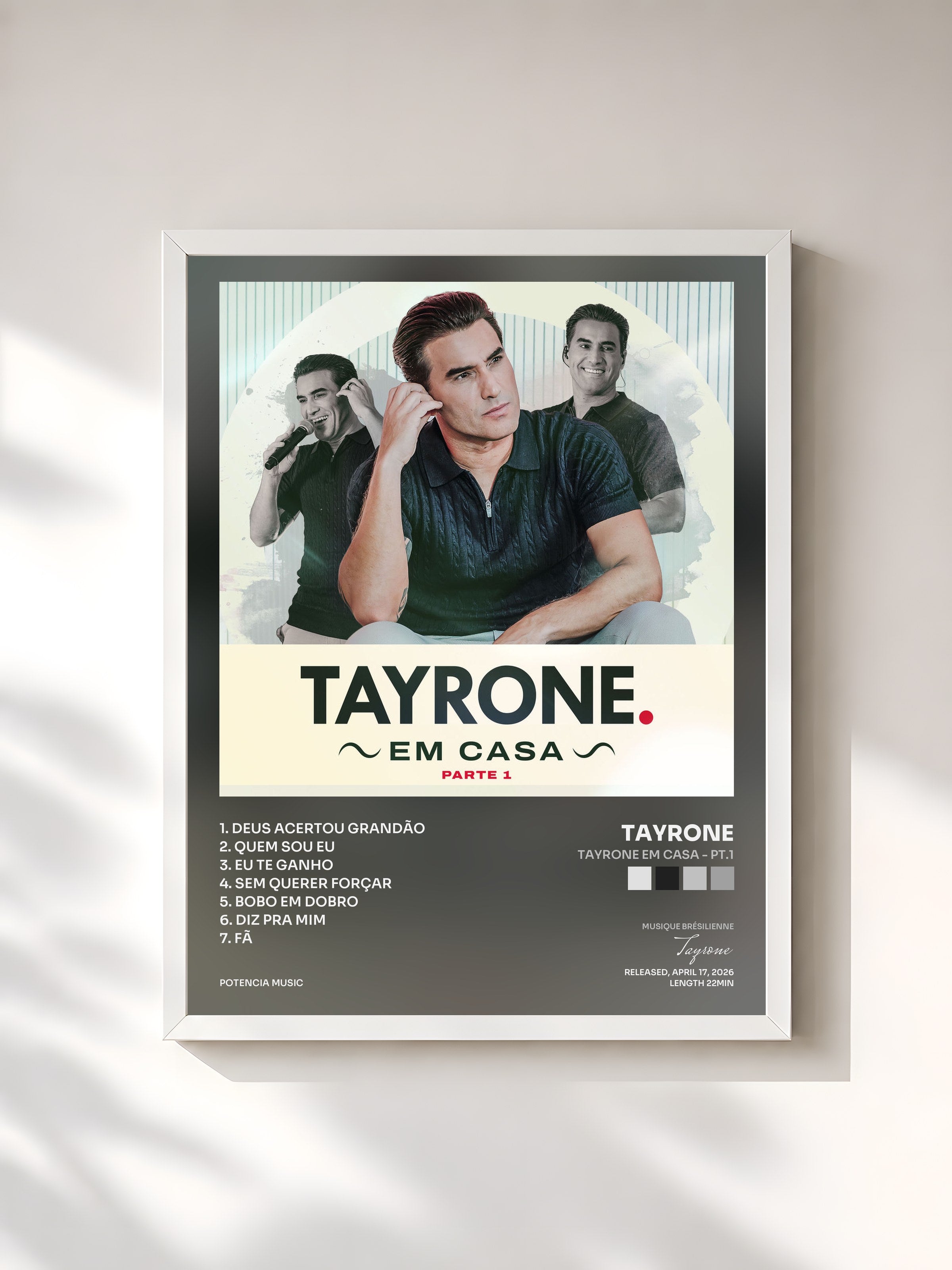 #blanc Tableau de l'album Tayrone em Casa - Pt.1 de Tayrone, cadre blanc, imprimé et encadré en France