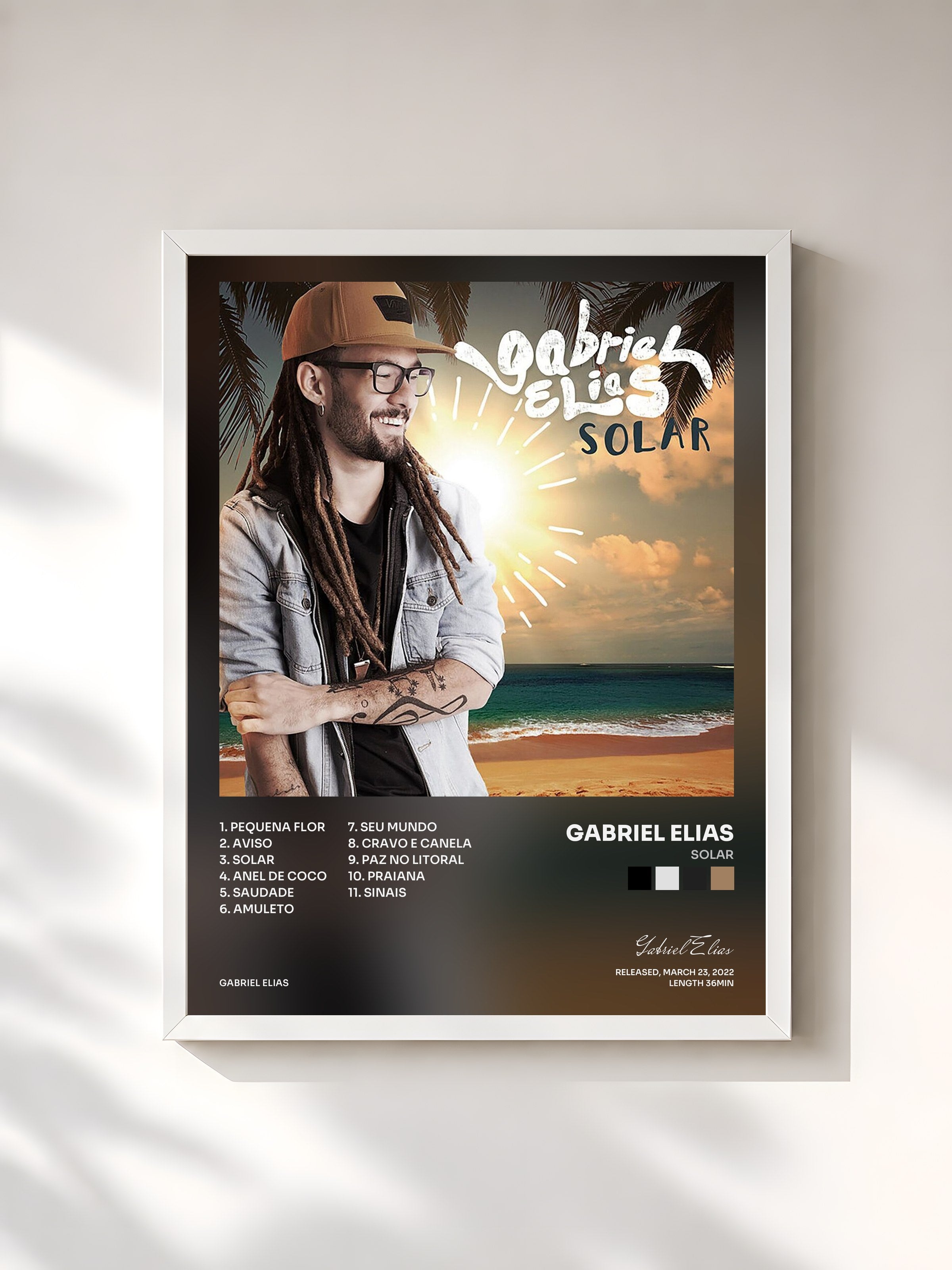#blanc Tableau de l'album Solar de Gabriel Elias, cadre blanc, imprimé et encadré en France