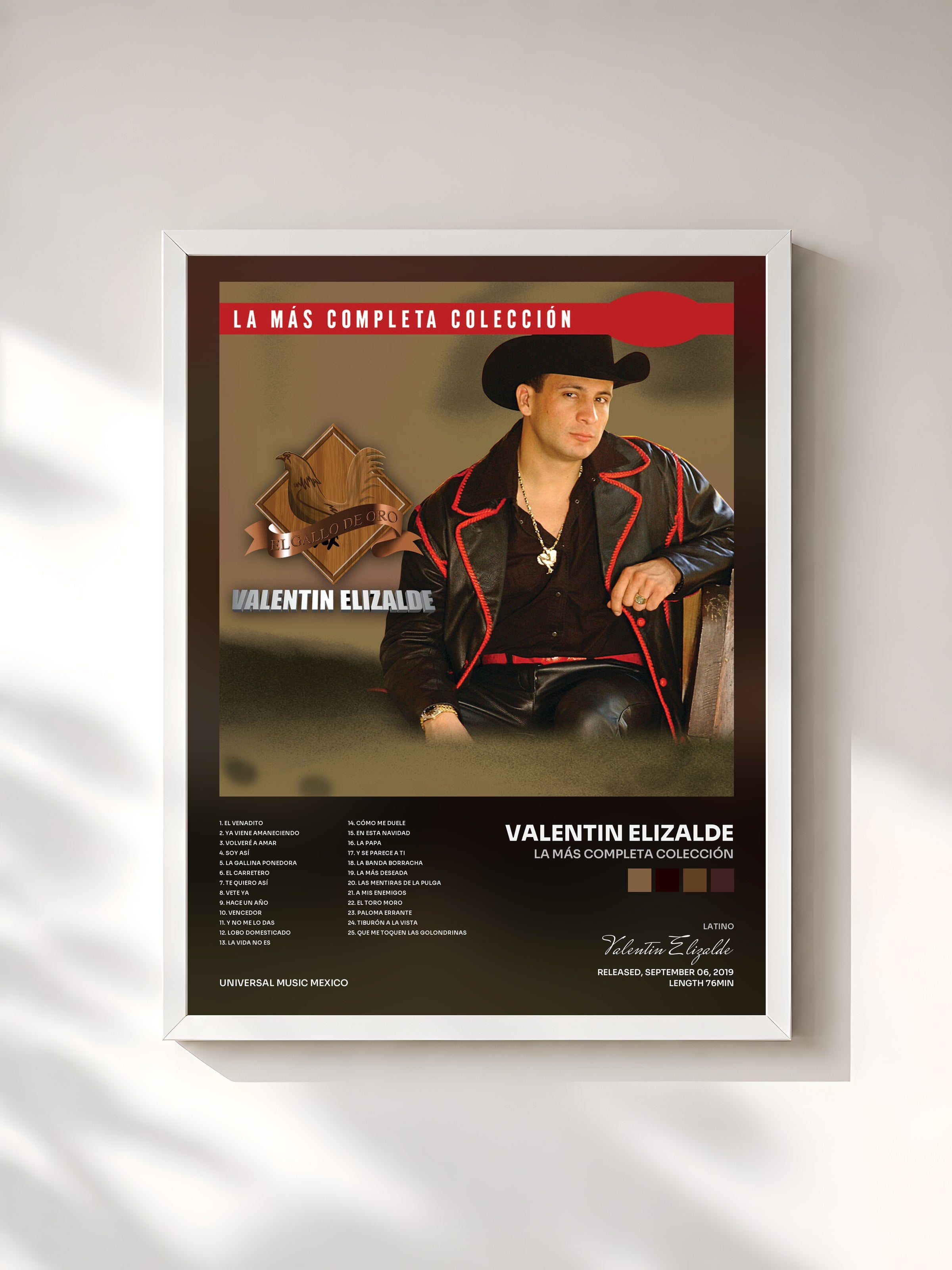 #blanc Tableau de l'album La Más Completa Colección de Valentin Elizalde, cadre blanc, imprimé et encadré en France