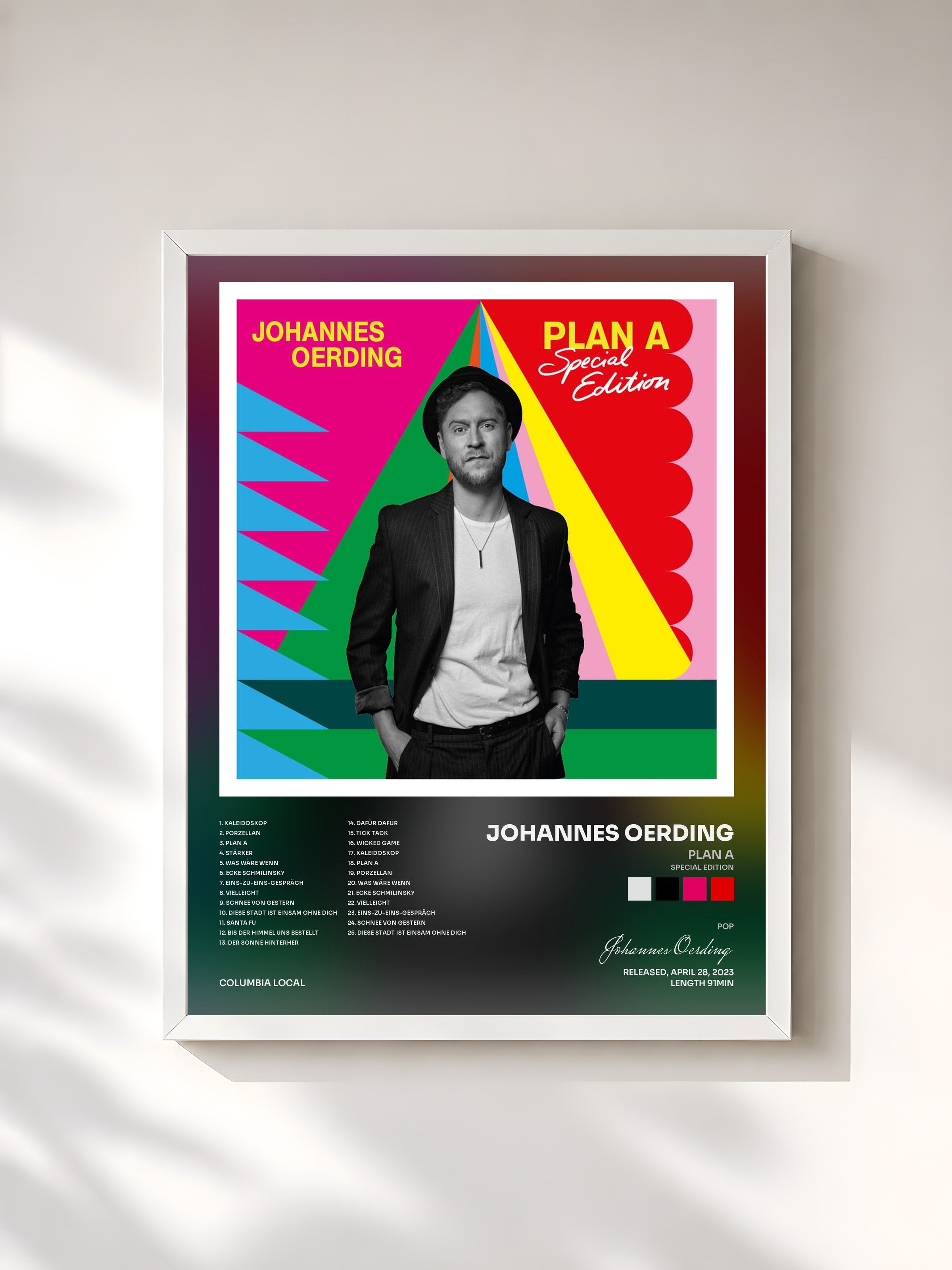 #blanc Tableau de l'album Plan A (Special Edition) de Johannes Oerding, cadre blanc, imprimé et encadré en France