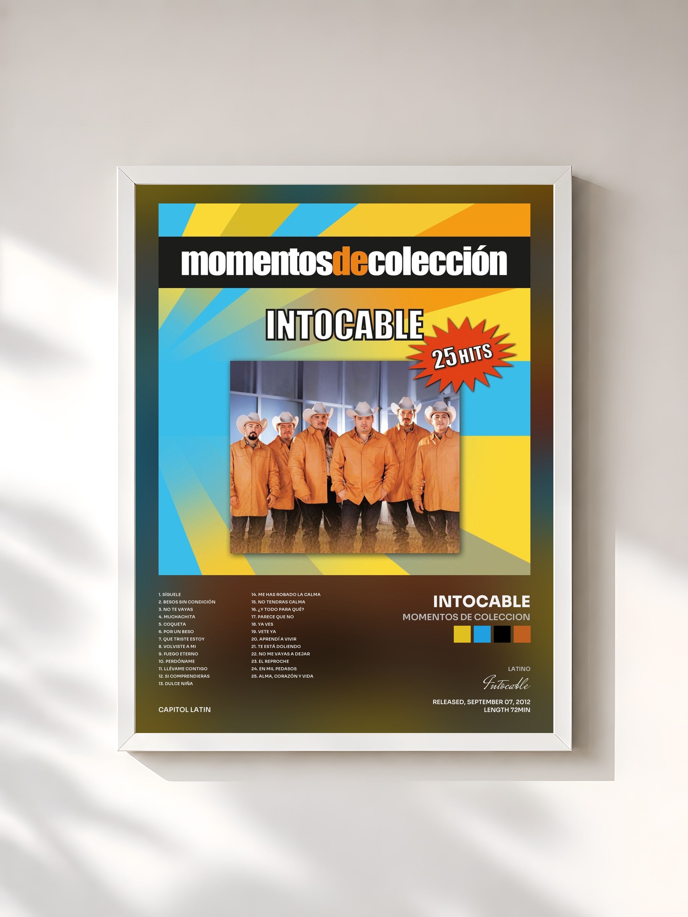 #blanc Tableau de l'album Momentos De Coleccion de Intocable, cadre blanc, imprimé et encadré en France
