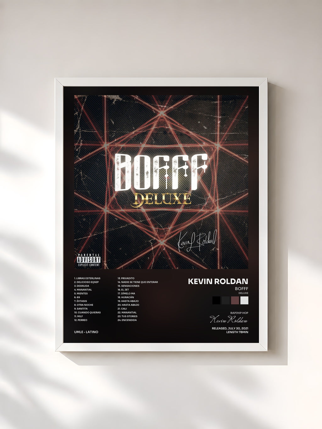 #blanc Tableau de l'album Bofff (Deluxe) de Kevin Roldan, cadre blanc, imprimé et encadré en France