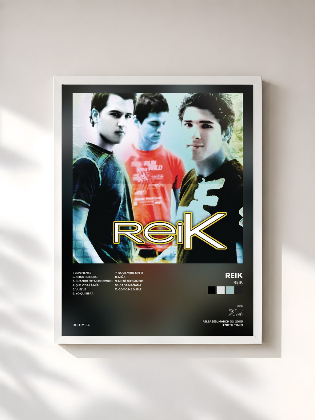 #blanc Tableau de l'album Reik de Reik, cadre blanc, imprimé et encadré en France