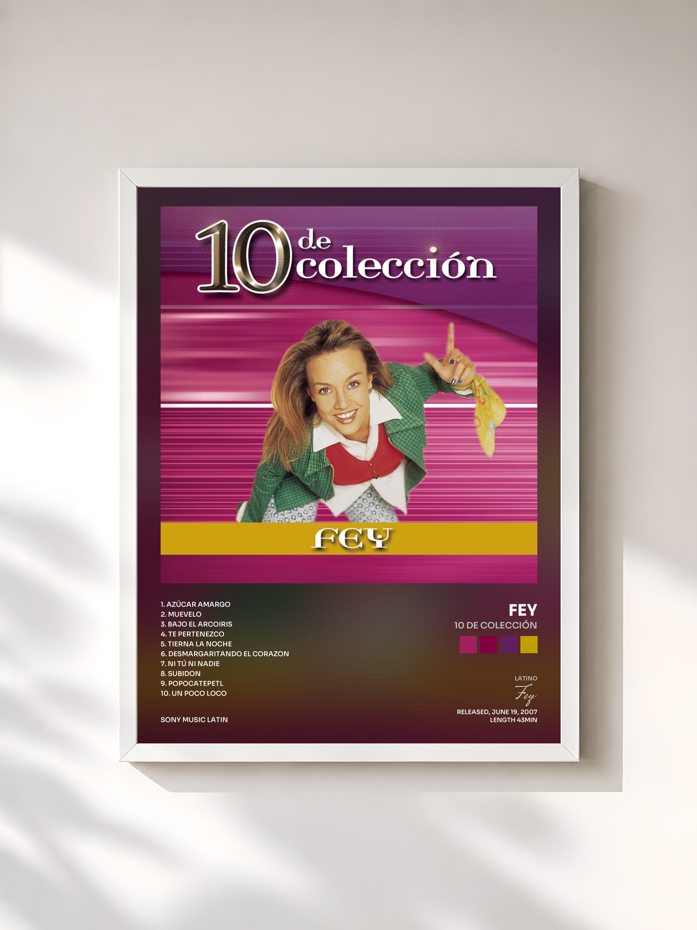 #blanc Tableau de l'album 10 De Colección de Fey, cadre blanc, imprimé et encadré en France