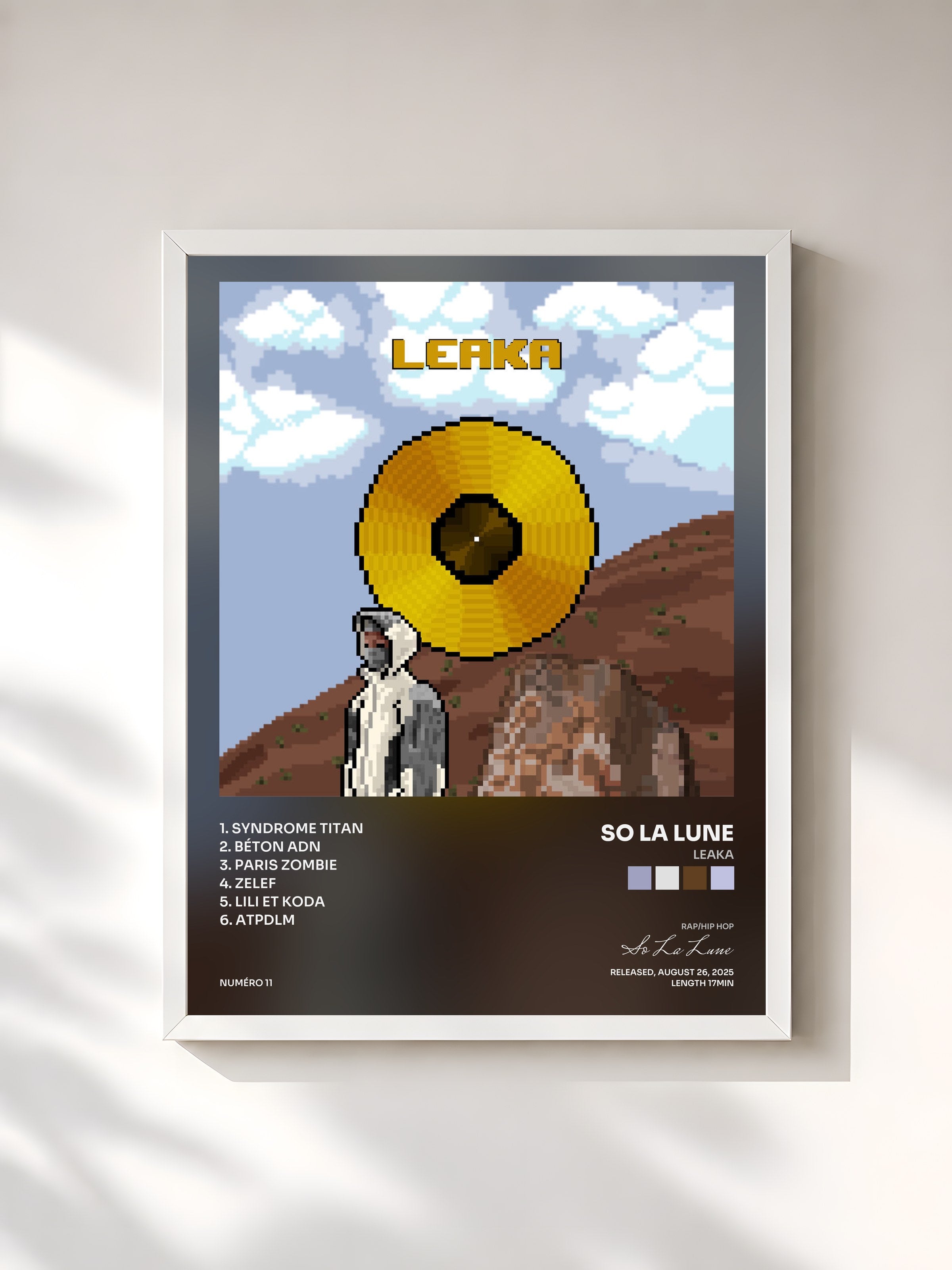 #blanc Tableau de l'album LEAKA de So La Lune, cadre blanc, imprimé et encadré en France
