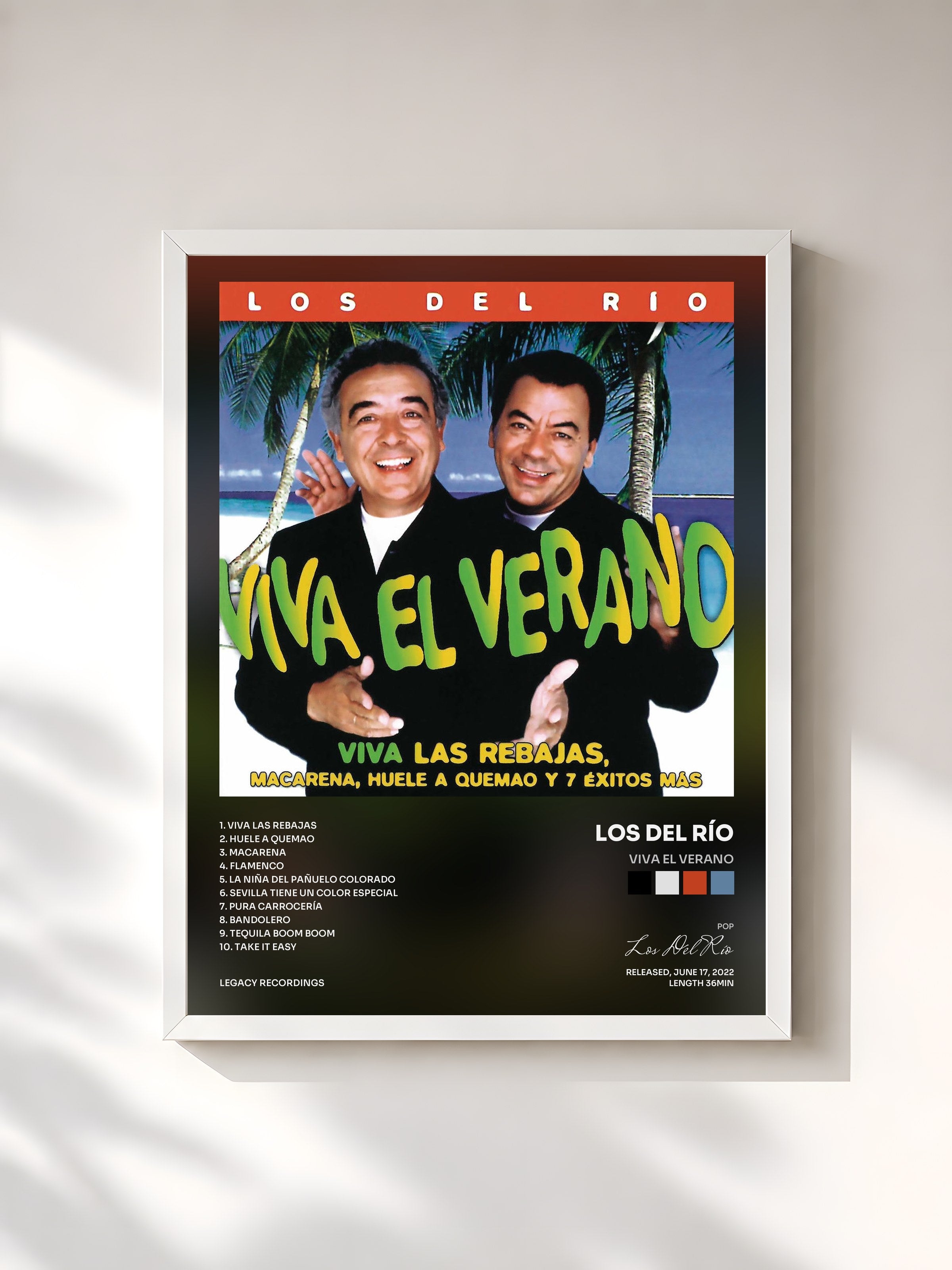 #blanc Tableau de l'album Viva el Verano de Los Del Río, cadre blanc, imprimé et encadré en France