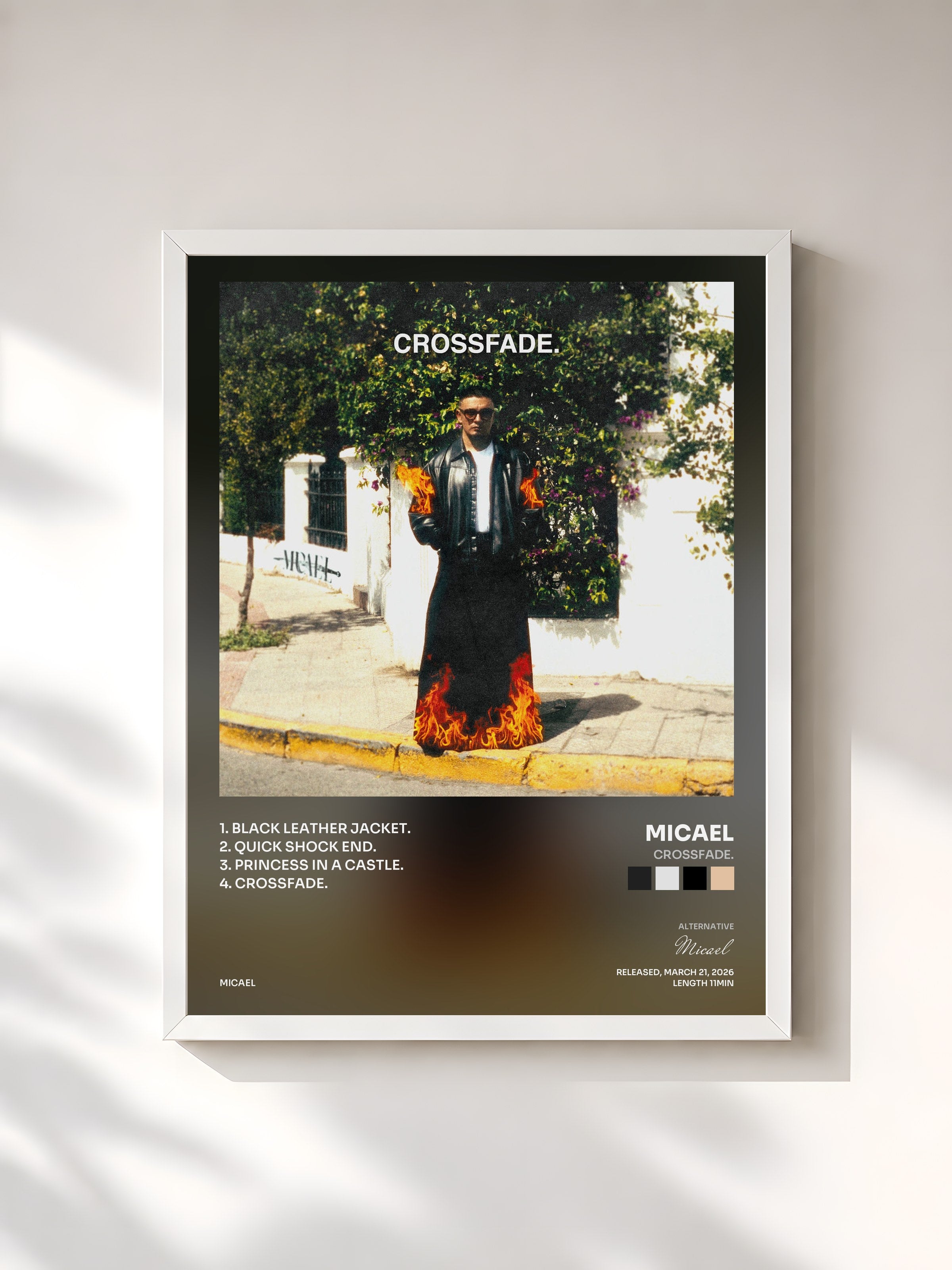 #blanc Tableau de l'album CROSSFADE. de Micael, cadre blanc, imprimé et encadré en France