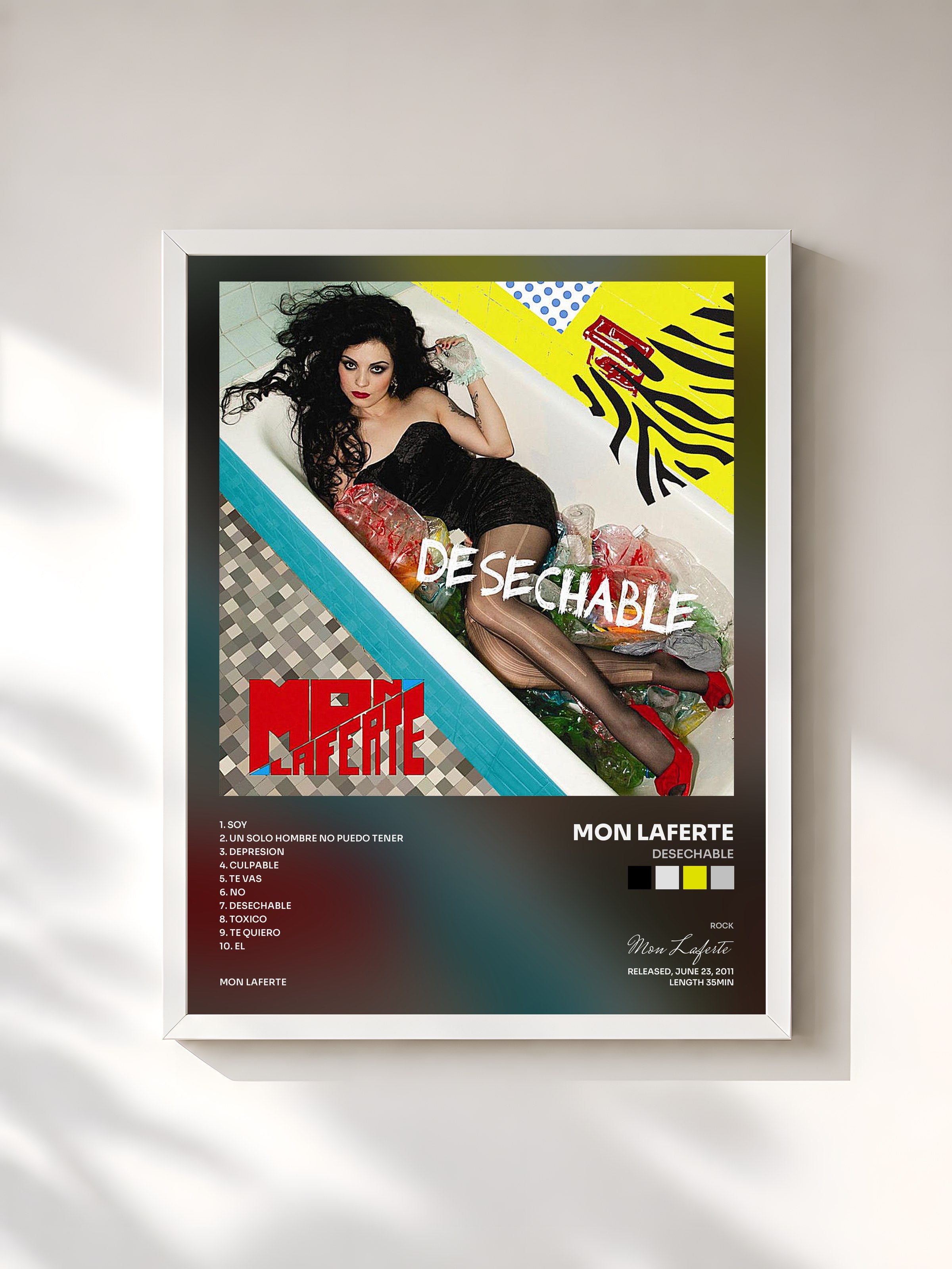 #blanc Tableau de l'album Desechable de Mon Laferte, cadre blanc, imprimé et encadré en France
