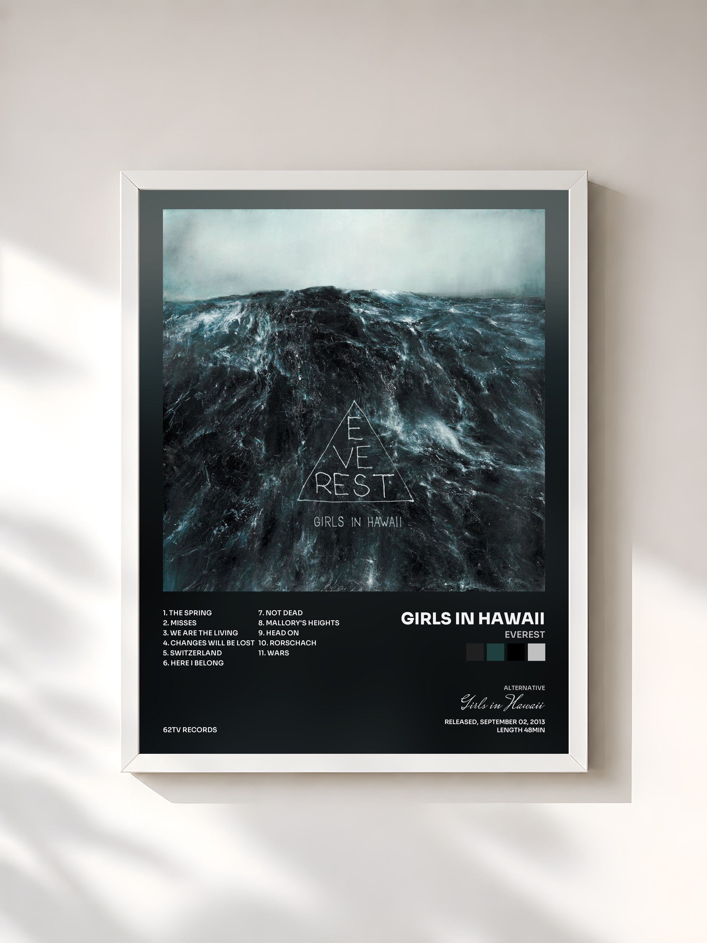 #blanc Tableau de l'album Everest de Girls in Hawaii, cadre blanc, imprimé et encadré en France