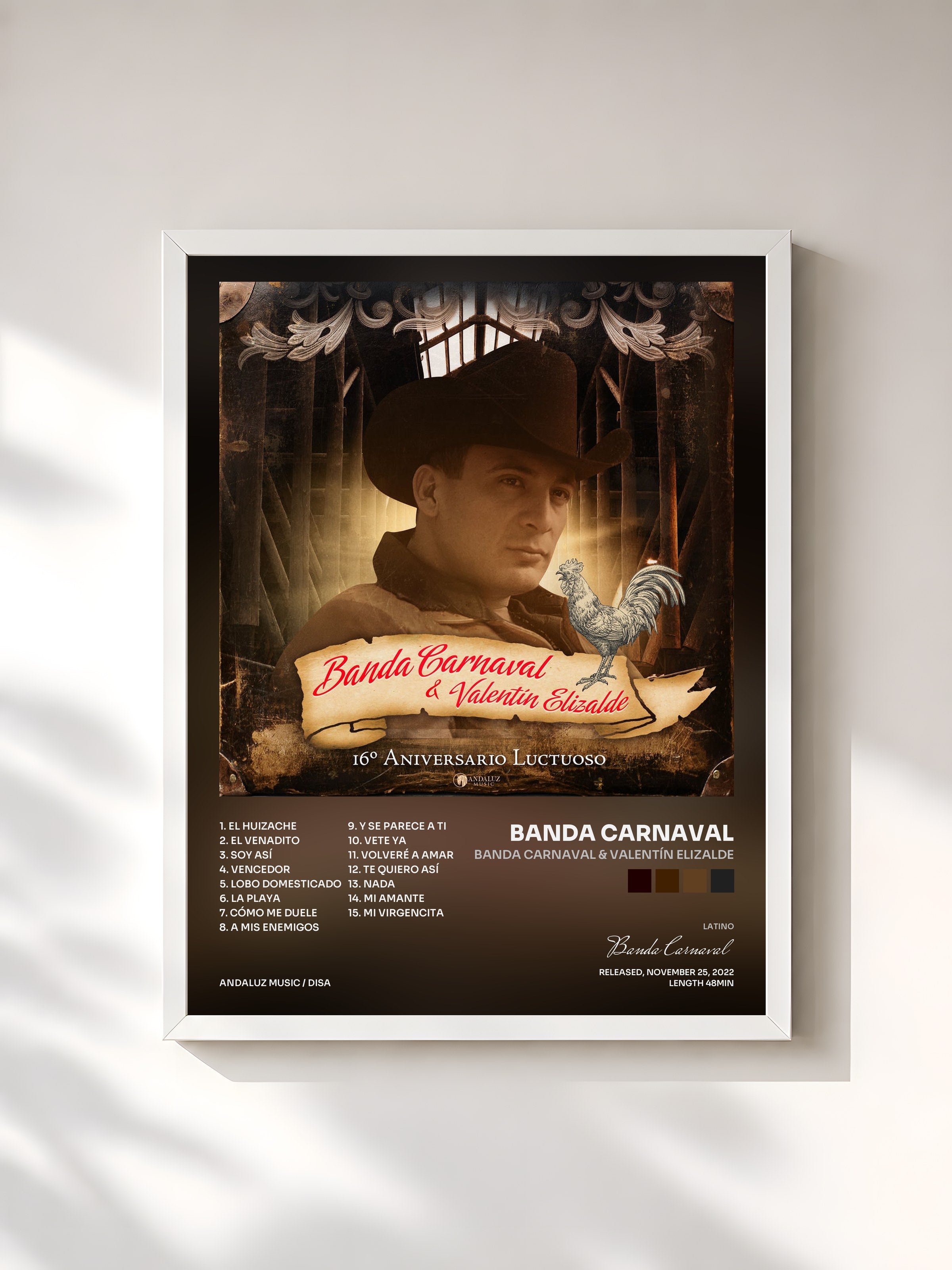 #blanc Tableau de l'album Banda Carnaval & Valentín Elizalde de Banda Carnaval, cadre blanc, imprimé et encadré en France