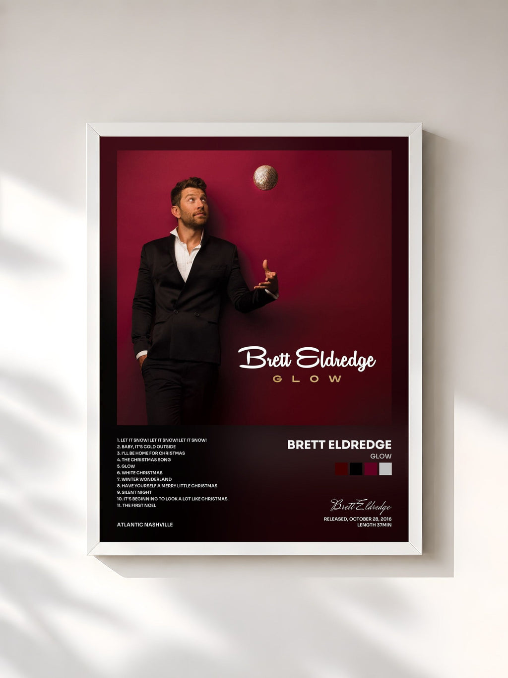 #blanc Glow di Brett Eldredge in stampa incorniciata, cornice bianca, stampata e incorniciata in Francia