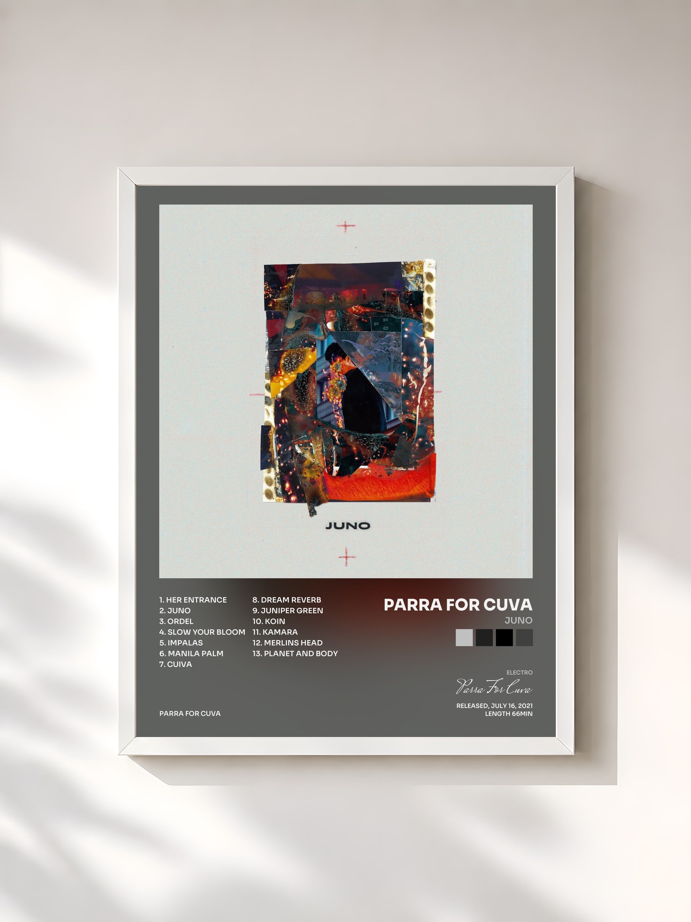 #blanc Tableau de l'album Juno de Parra For Cuva, cadre blanc, imprimé et encadré en France