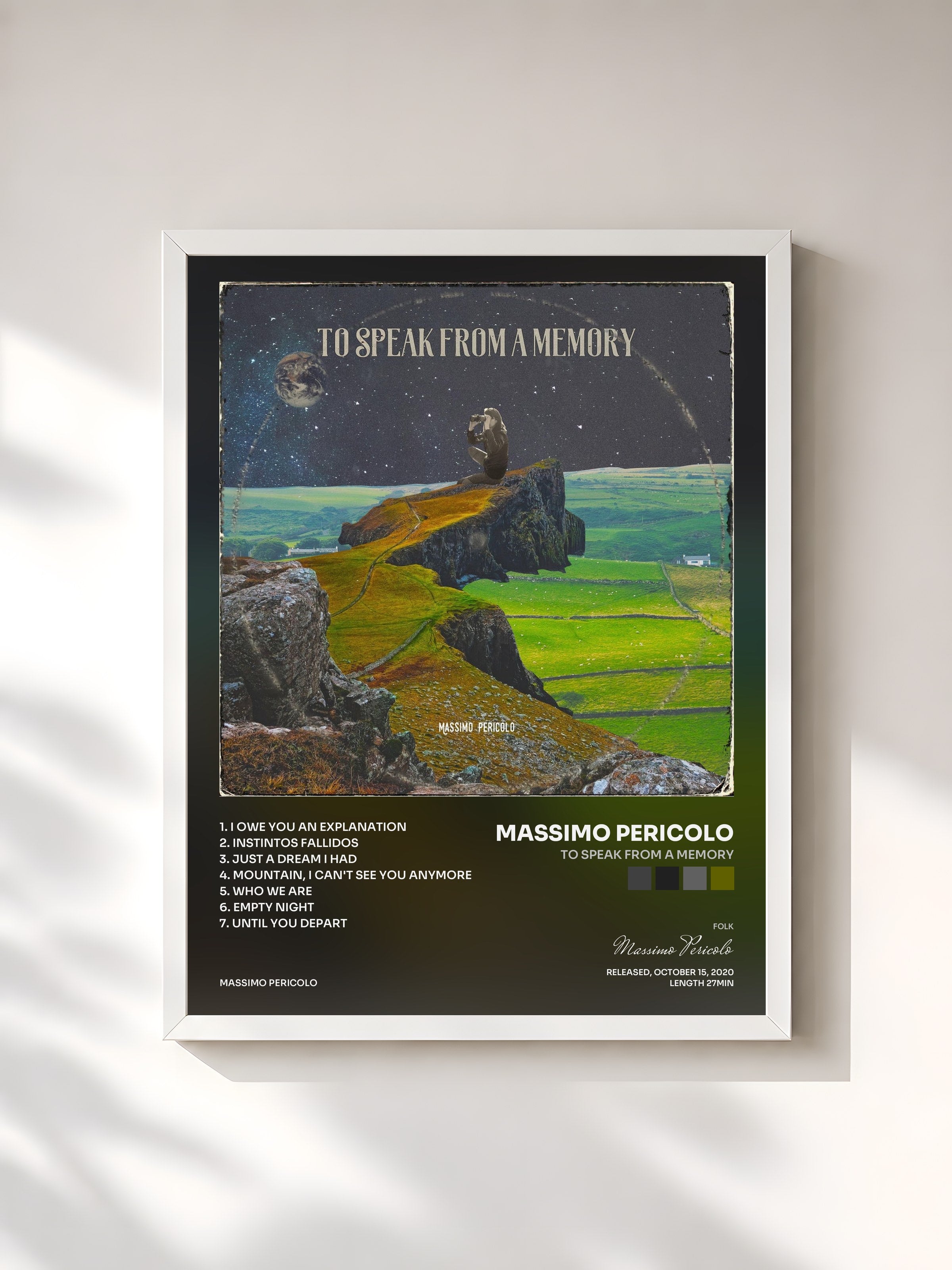 #blanc Tableau de l'album To Speak from a Memory de Massimo Pericolo, cadre blanc, imprimé et encadré en France