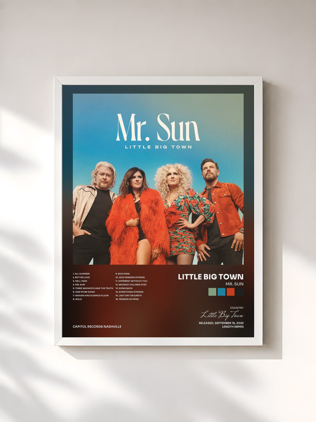 #blanc Mr. Sun by Little Big Town as a framed art print, white frame, printed and framed in France