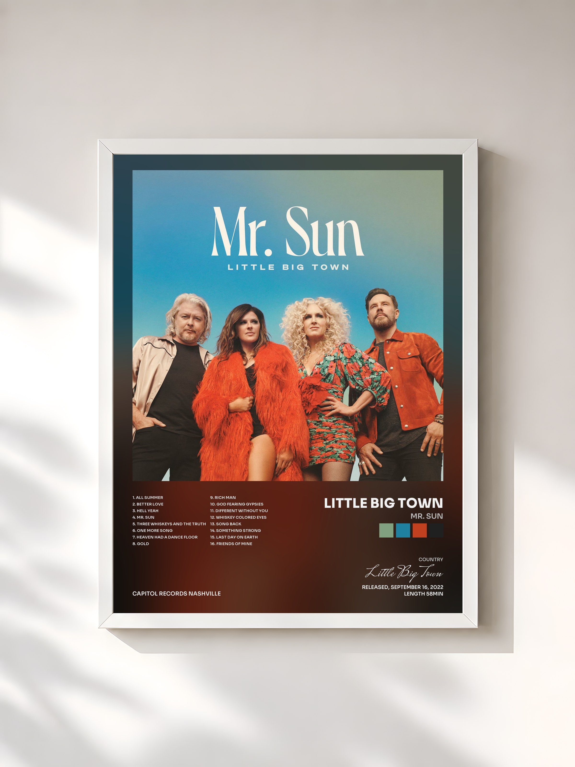 #blanc Tableau de l'album Mr. Sun de Little Big Town, cadre blanc, imprimé et encadré en France