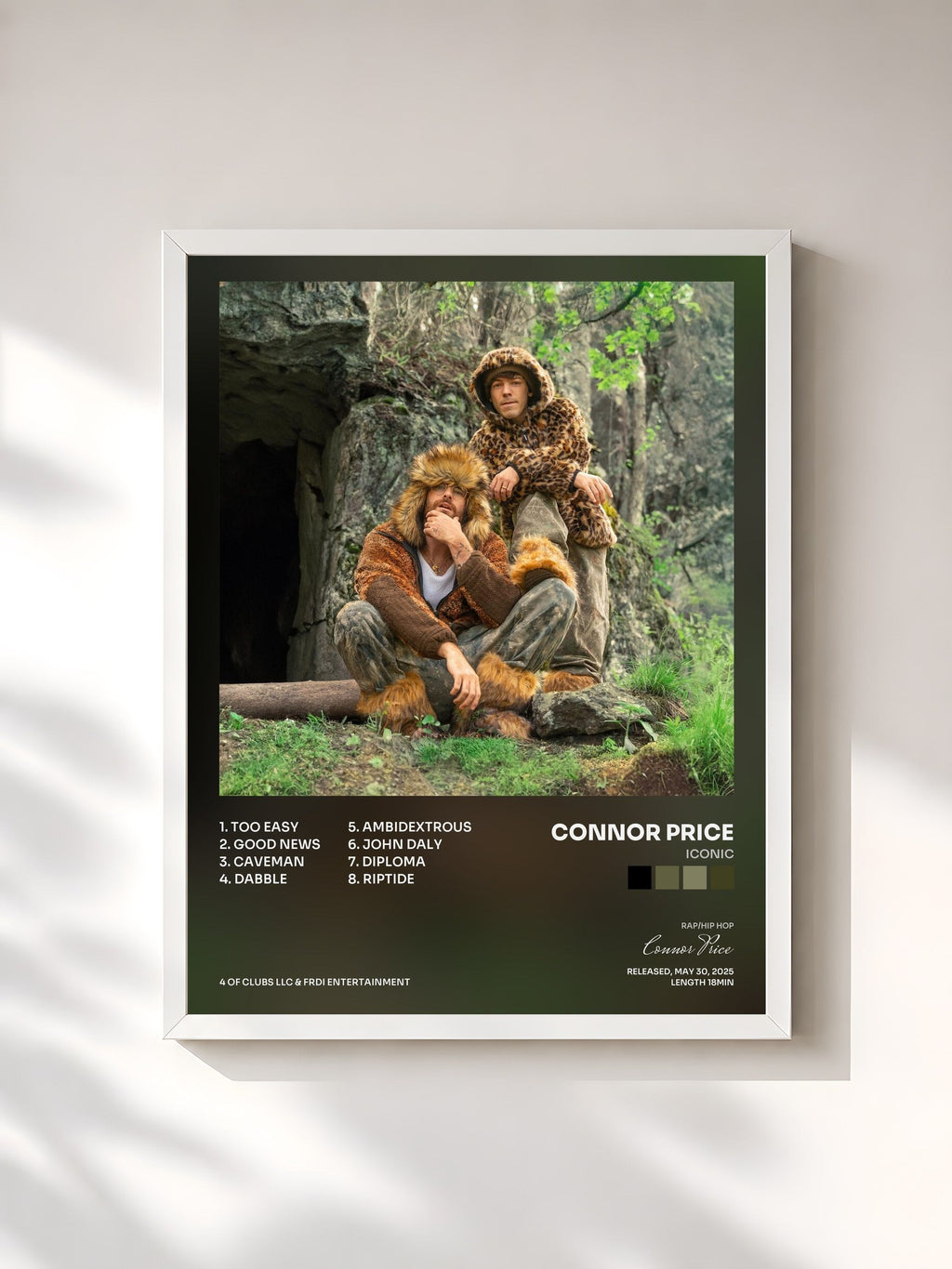 #blanc Tableau de l'album ICONIC de Connor Price, cadre blanc, imprimé et encadré en France