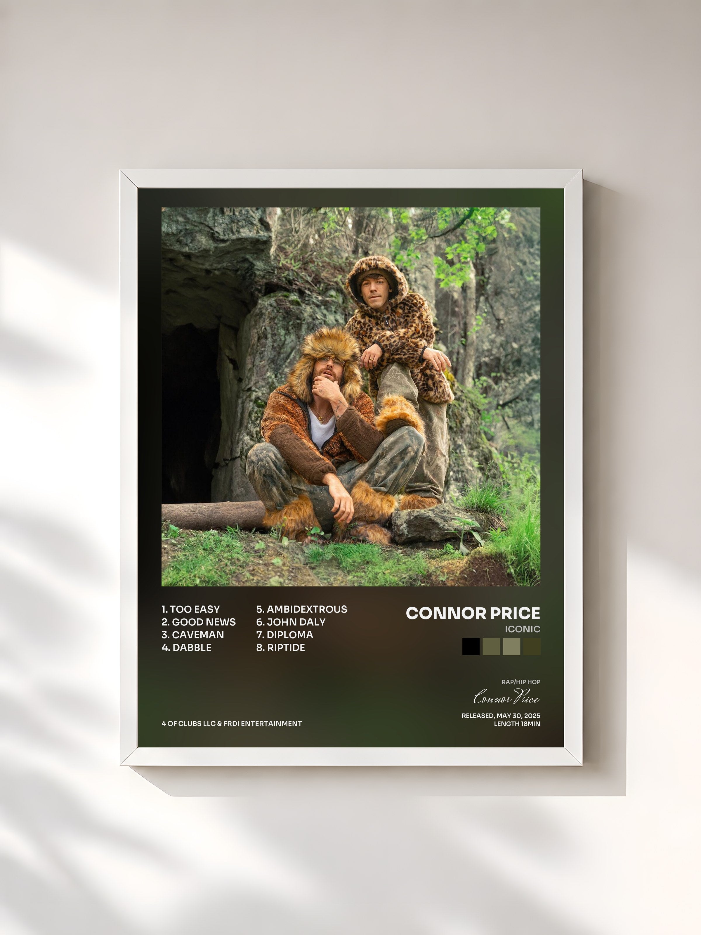 #blanc Tableau de l'album ICONIC de Connor Price, cadre blanc, imprimé et encadré en France