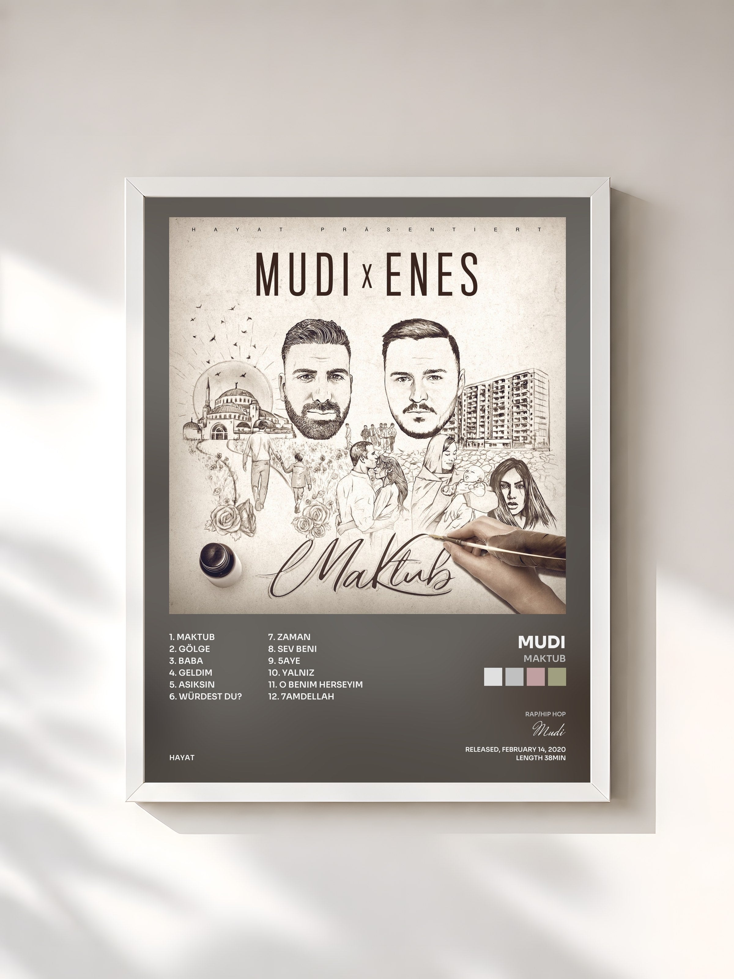 #blanc Tableau de l'album Maktub de Mudi, cadre blanc, imprimé et encadré en France