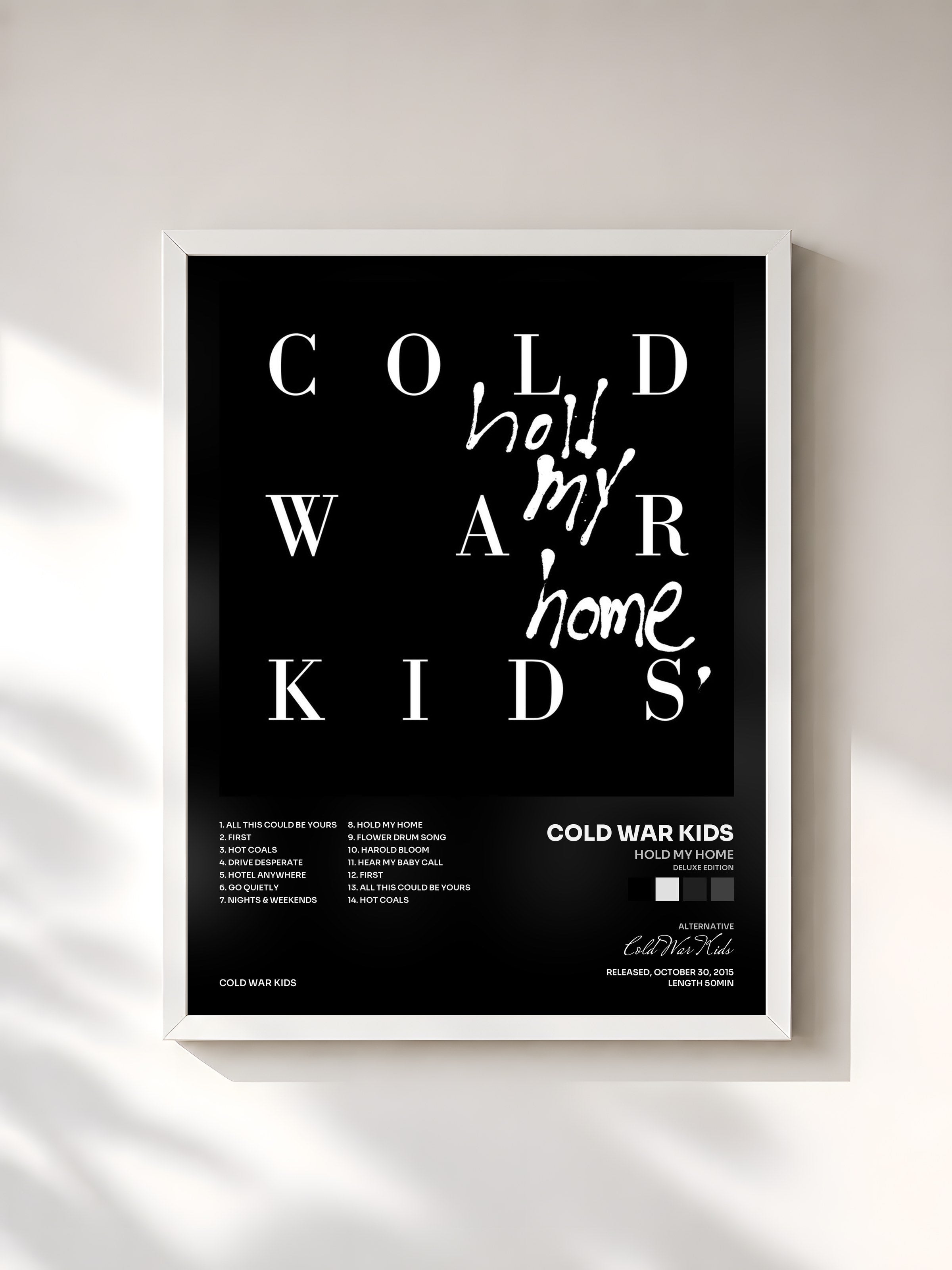 #blanc Tableau de l'album Hold My Home (Deluxe Edition) de Cold War Kids, cadre blanc, imprimé et encadré en France