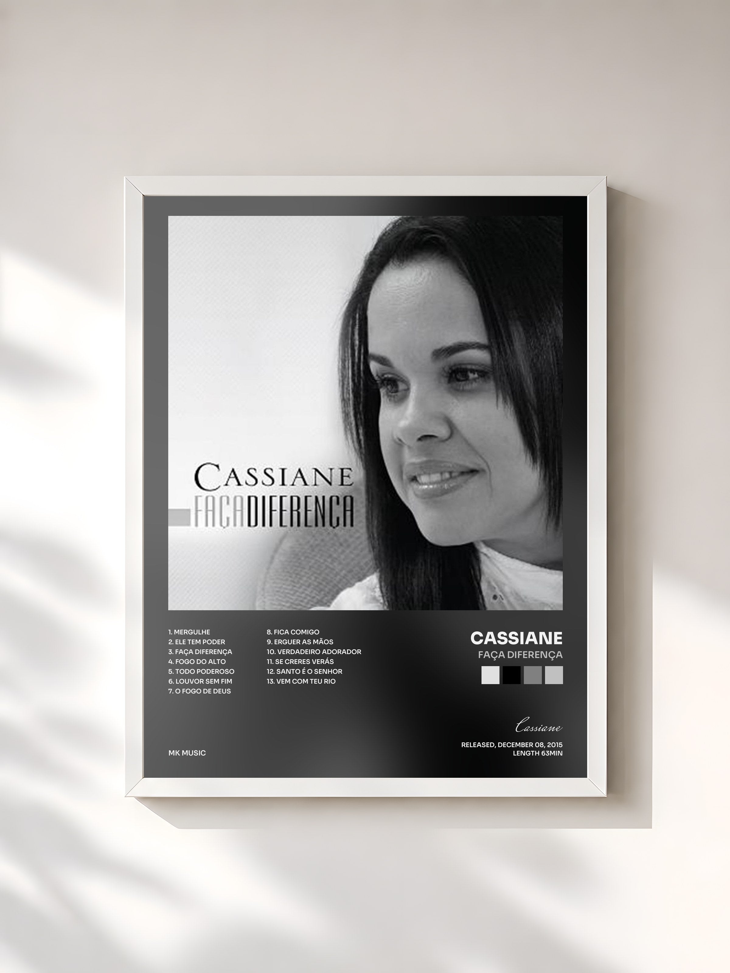 #blanc Tableau de l'album Faça Diferença de Cassiane, cadre blanc, imprimé et encadré en France