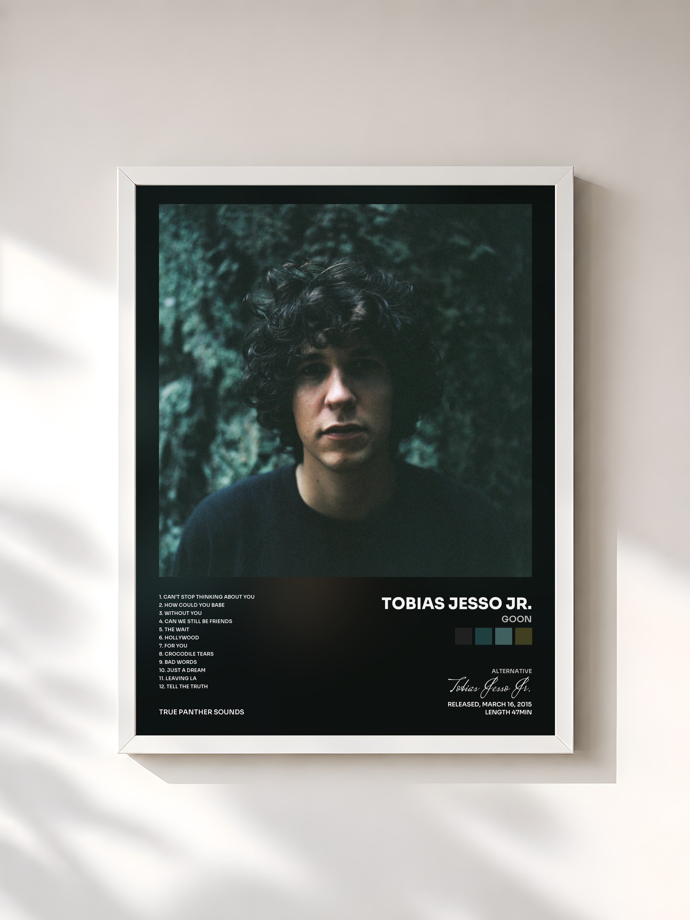 #blanc Tableau de l'album Goon de Tobias Jesso Jr., cadre blanc, imprimé et encadré en France