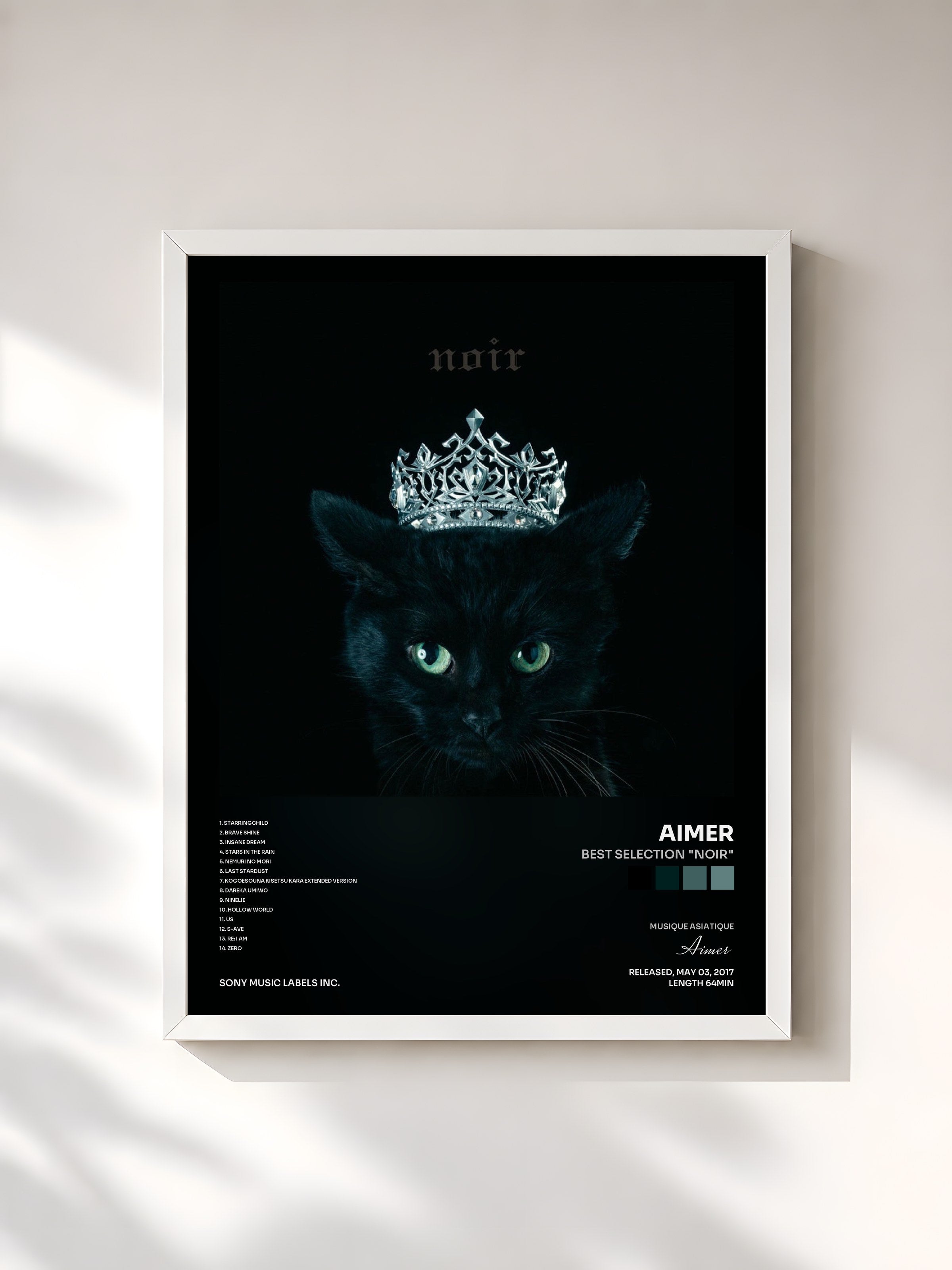 #blanc Tableau de l'album BEST SELECTION "noir" de Aimer, cadre blanc, imprimé et encadré en France