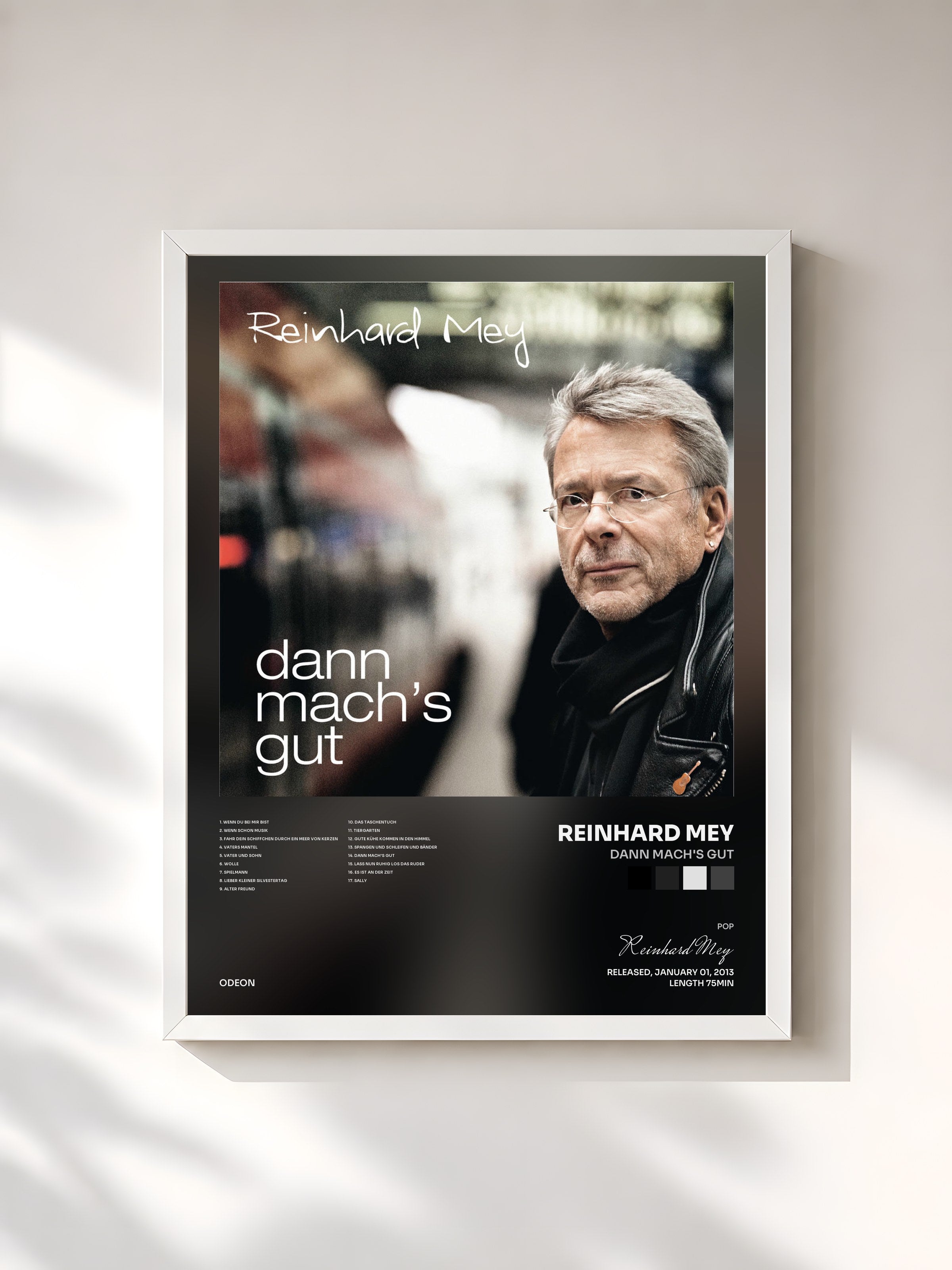 #blanc Tableau de l'album Dann mach's gut de Reinhard Mey, cadre blanc, imprimé et encadré en France