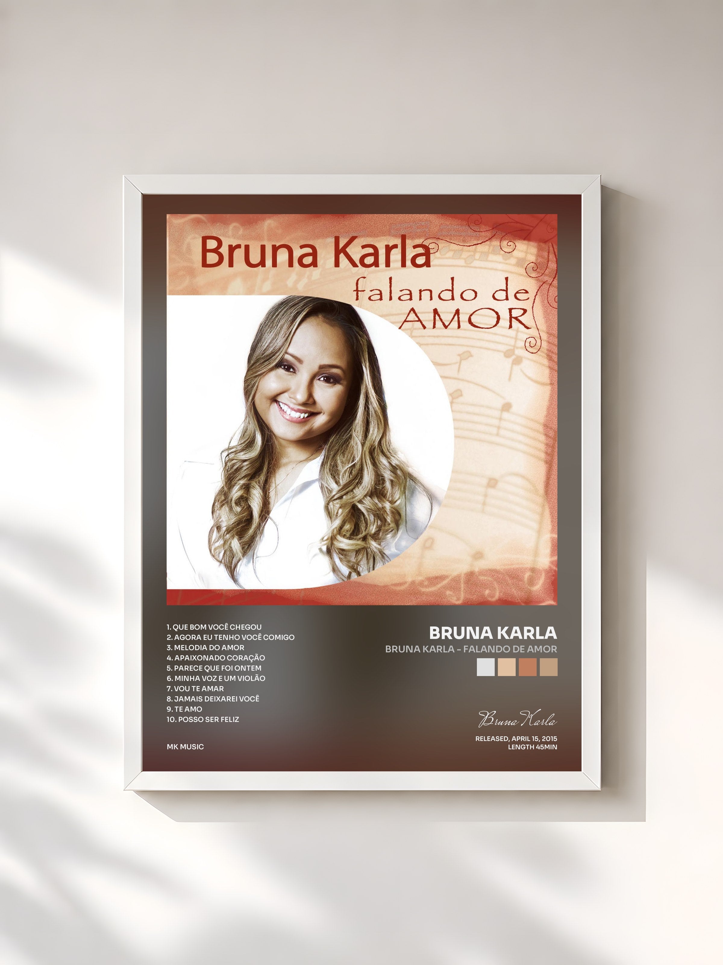 #blanc Tableau de l'album Bruna Karla - Falando de Amor de Bruna Karla, cadre blanc, imprimé et encadré en France