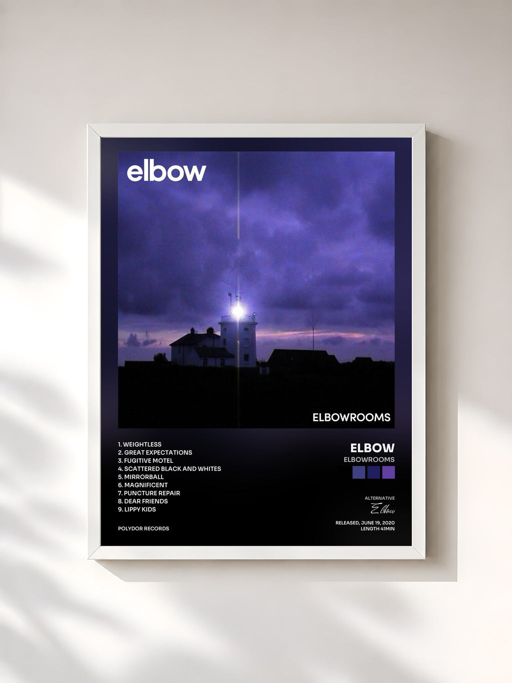 #blanc elbowrooms von Elbow als gerahmter Kunstdruck, weißer Rahmen, gedruckt und gerahmt in Frankreich