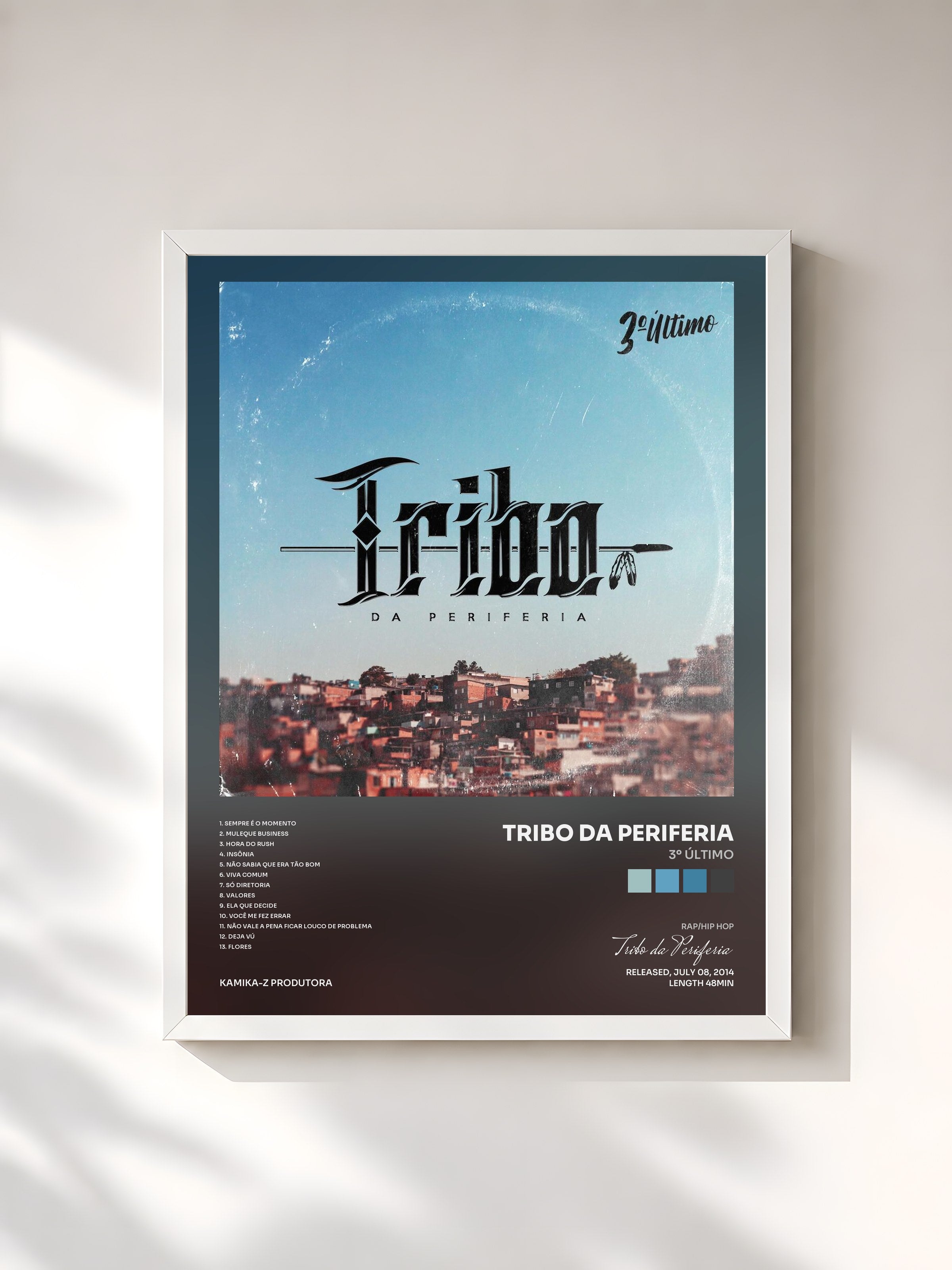 #blanc Tableau de l'album 3º Último de Tribo da Periferia, cadre blanc, imprimé et encadré en France