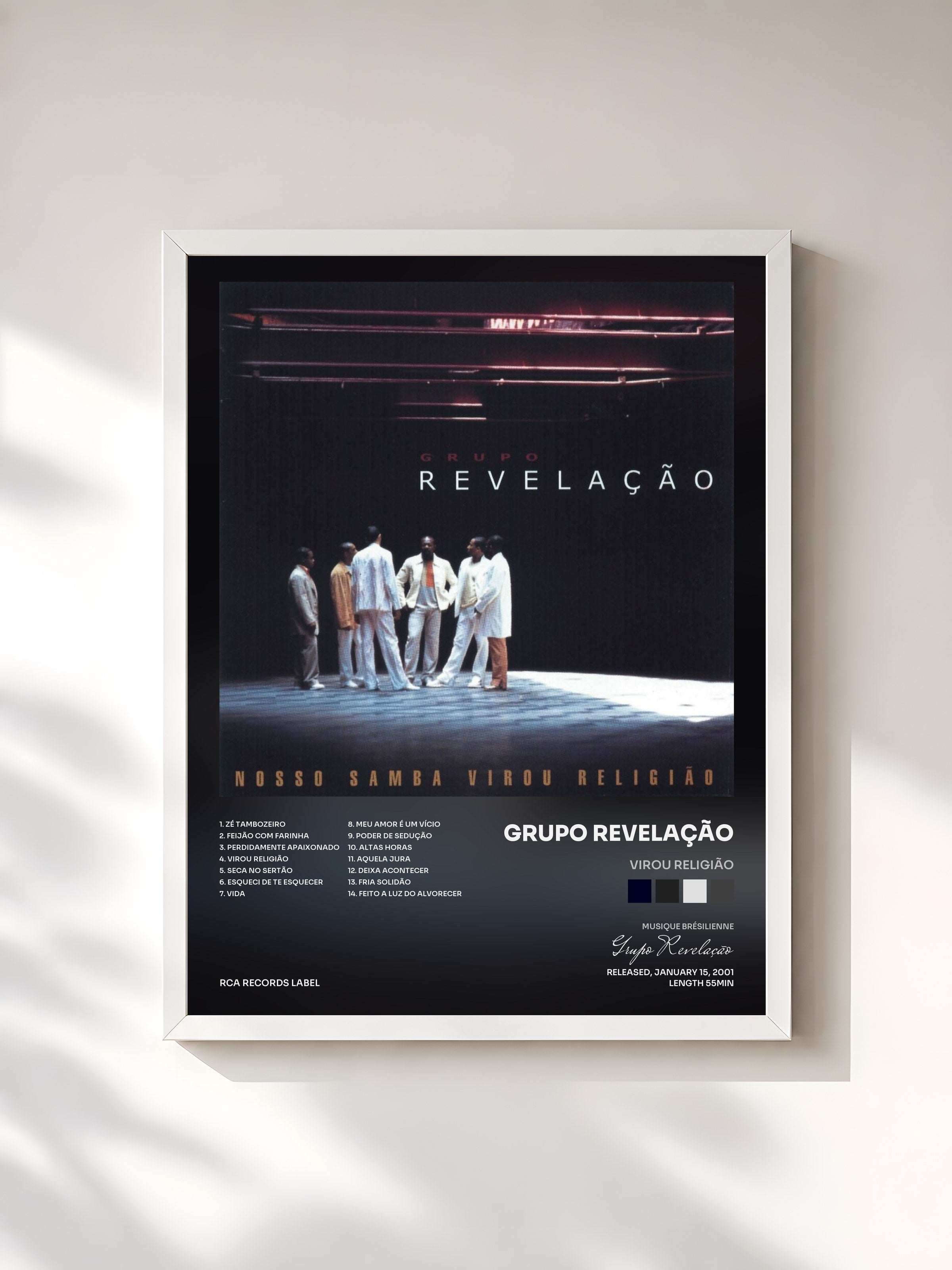 #blanc Tableau de l'album Virou Religião de Grupo Revelação, cadre blanc, imprimé et encadré en France